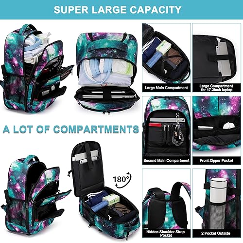 Miniatura 2 de Mochila con ruedas para adultos, mochila de viaje para laptop de 17 pulgadas con ruedas, impermeable, mochilas con ruedas para mujeres y hombres,