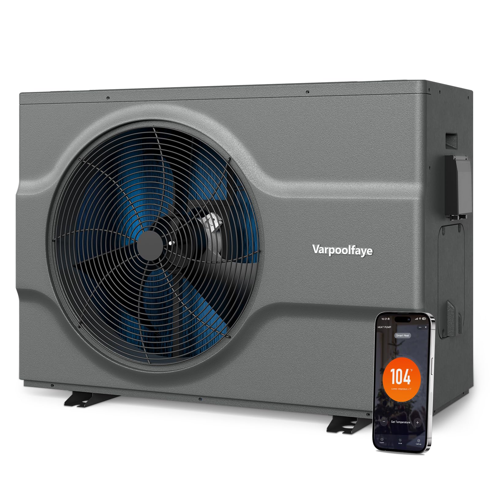 58000BTU Swimming Pool Heat Pump | 17000 Gallon | App Control | 2 Mode | 220V/60Hz