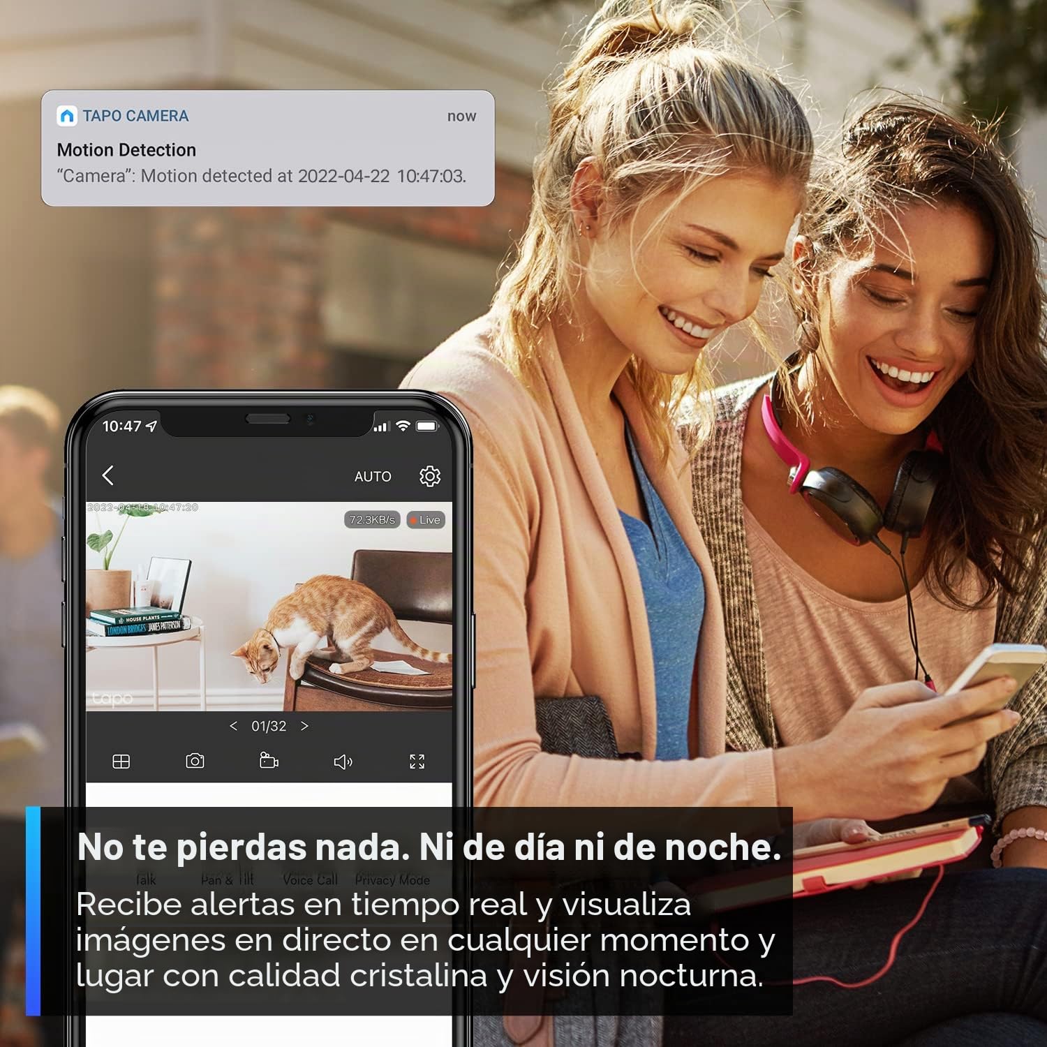 Tapo TP-Link - Cámara de Seguridad 2K para Monitor de bebé, cámara de Perro con detección de Movimiento, Sirena de Audio de 2 vías, visión Nocturna, Almacenamiento en la Nube y Tarjeta SD, Funciona