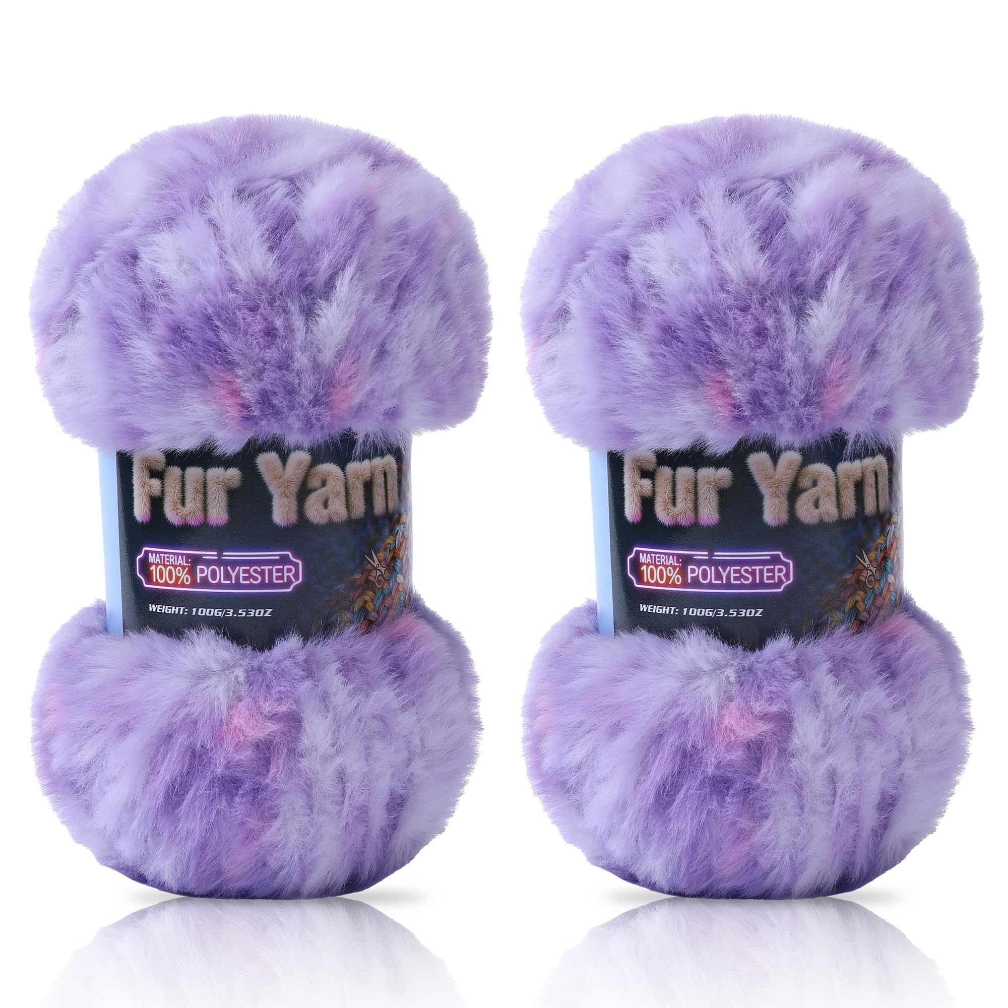 Faux Fur Yarn Soft Fluffy for Crocheting - 2 Skeins(Each 3.5oz/100g, 71yd/65m) - Chunky & Fluffy Yarn for Crochet Amigurumi, Blankets, Hand Knitting, Scarves &Crafts (2, Beige) — view 11