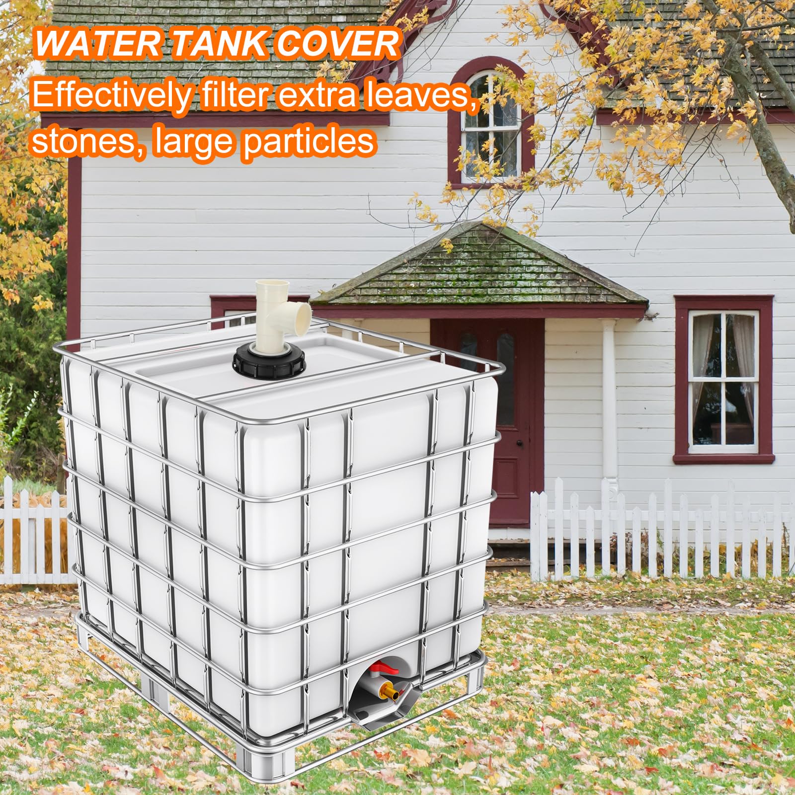 QUARKZMAN 163mm Tapa de Filtro de IBC, Adaptador de Manguera de Tote IBC de Plástico de 3 Vía para Contenedor de Tanque de Agua de Lluvia de 1000L para Tanque de Agua de 275gal, Negro/Blanco