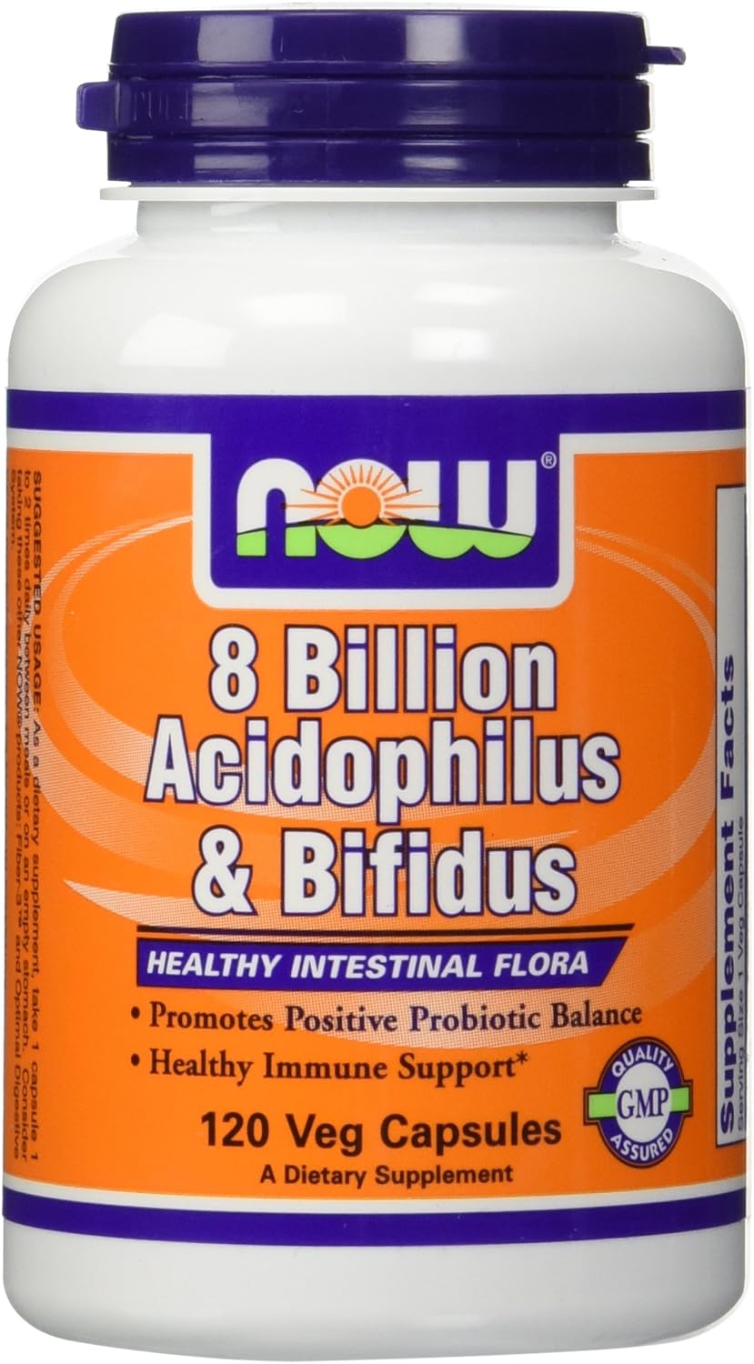 NOW Foods: 8 Billion Acidophilus & Bifidus Healthy Intestinal Flora, 120 Veg caps