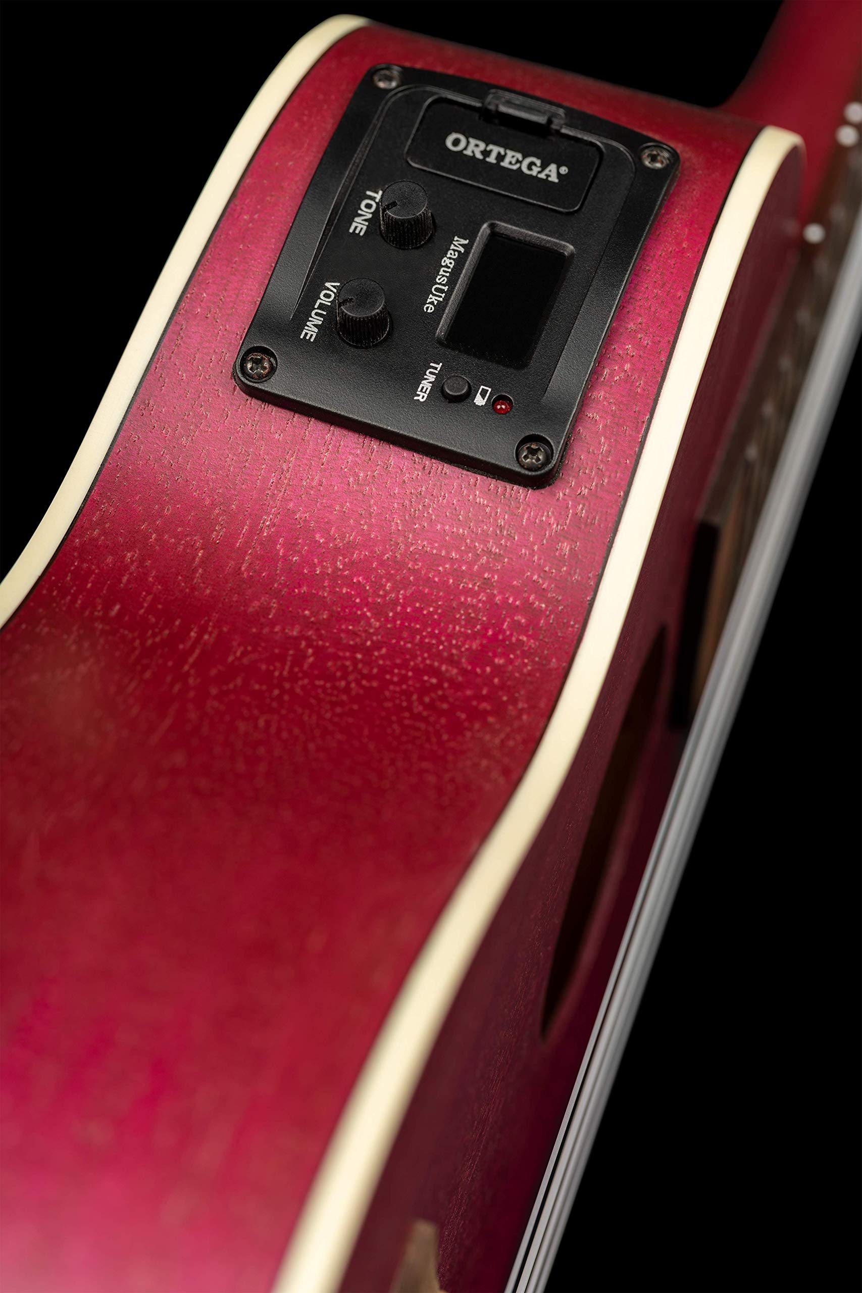 Ortega Guitars Ukulele Concerto Elettro-Acustico – Earth Series – con Cutaway – Okoume, Berry-Coloured (RURUBY-CE)
