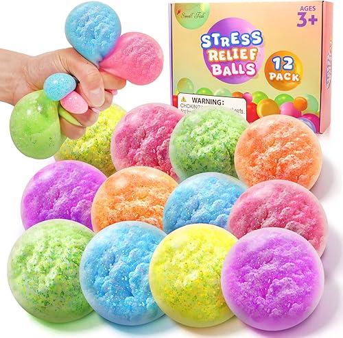 Miniatura 1 de Paquete de 12 bolas antiestrés para apretar, bolas sensoriales esponjosas a granel para aliviar la ansiedad de los niños, bolas de apretar