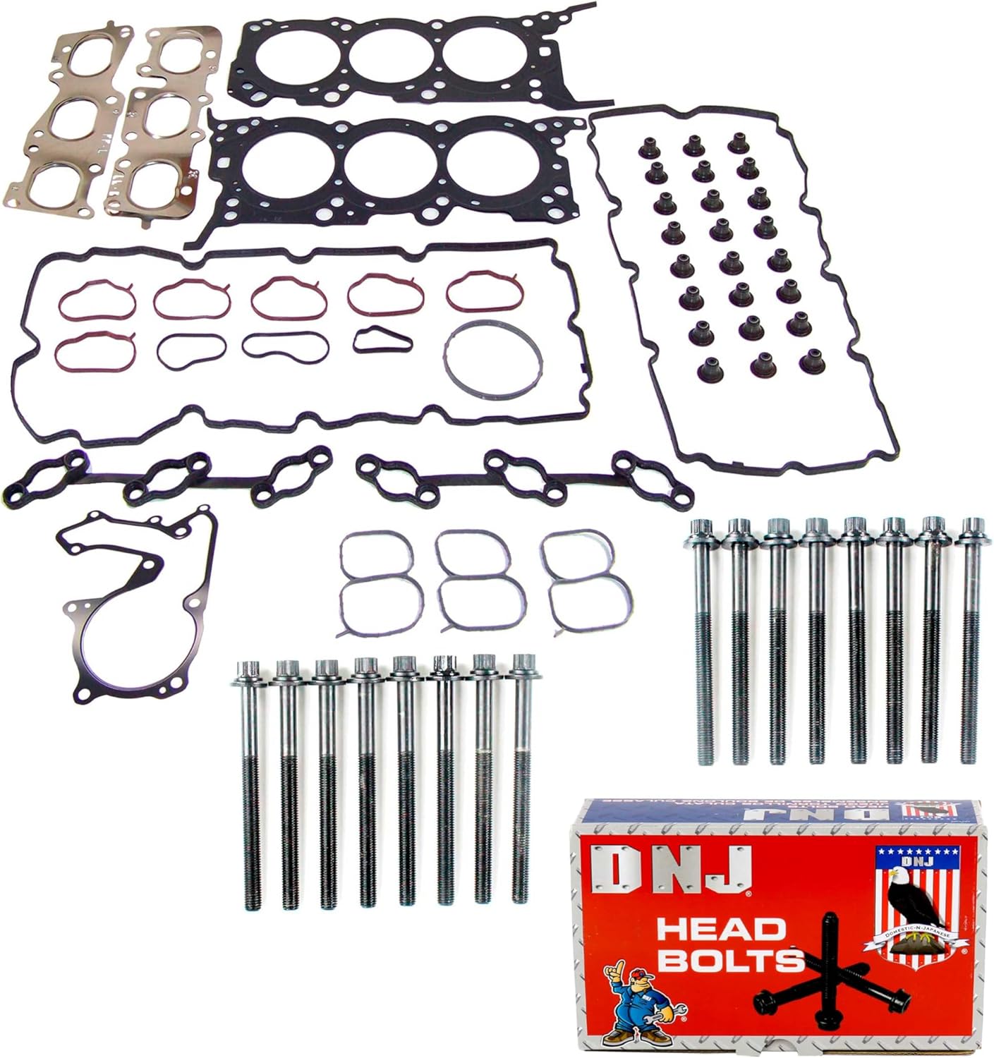 DNJ HGB192 Cylinder Head Gasket set with Head Bolt Kit For 2010-2014 Hyundai Santa Fe 3.5L 3470cc V6 DOHC