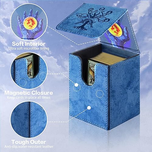 Miniatura 5 de MTG Commander - Caja de baraja para más de 100 tarjetas de una sola funda, caja de cartas mágicas con imán fuerte, caja de almacenamiento de