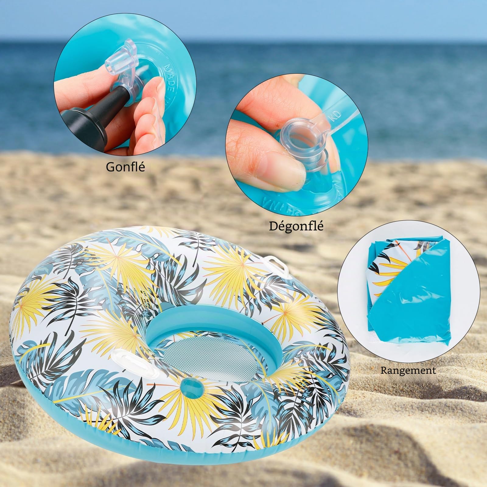 CYFIE Piscine avec Porte Gobelet Chaise Adulte Fauteuil Gonflable de Natation de Plage d'été Hamac Gonflable 4 en 1
