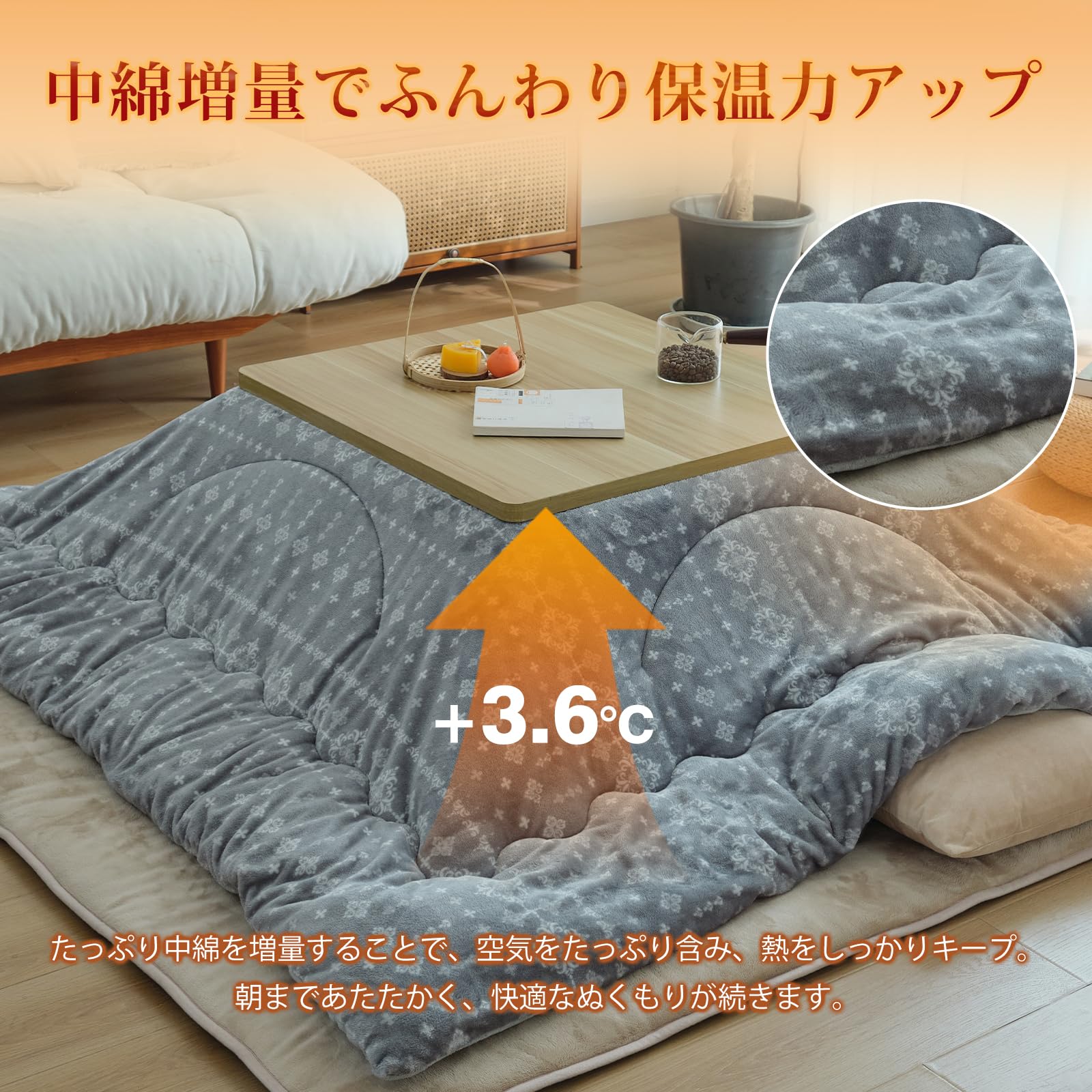Amazon｜こたつ布団 長方形 190×240cm 単品売り 蓄熱わた使用 高密度