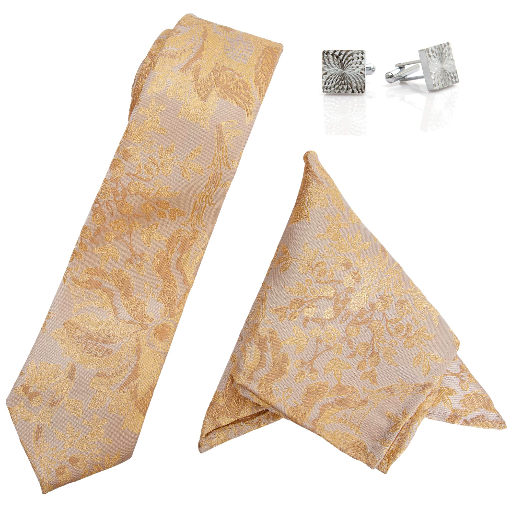 Men's Jacquard Tie, Pocket Square, Cufflinks & Lapel Pin-image-21