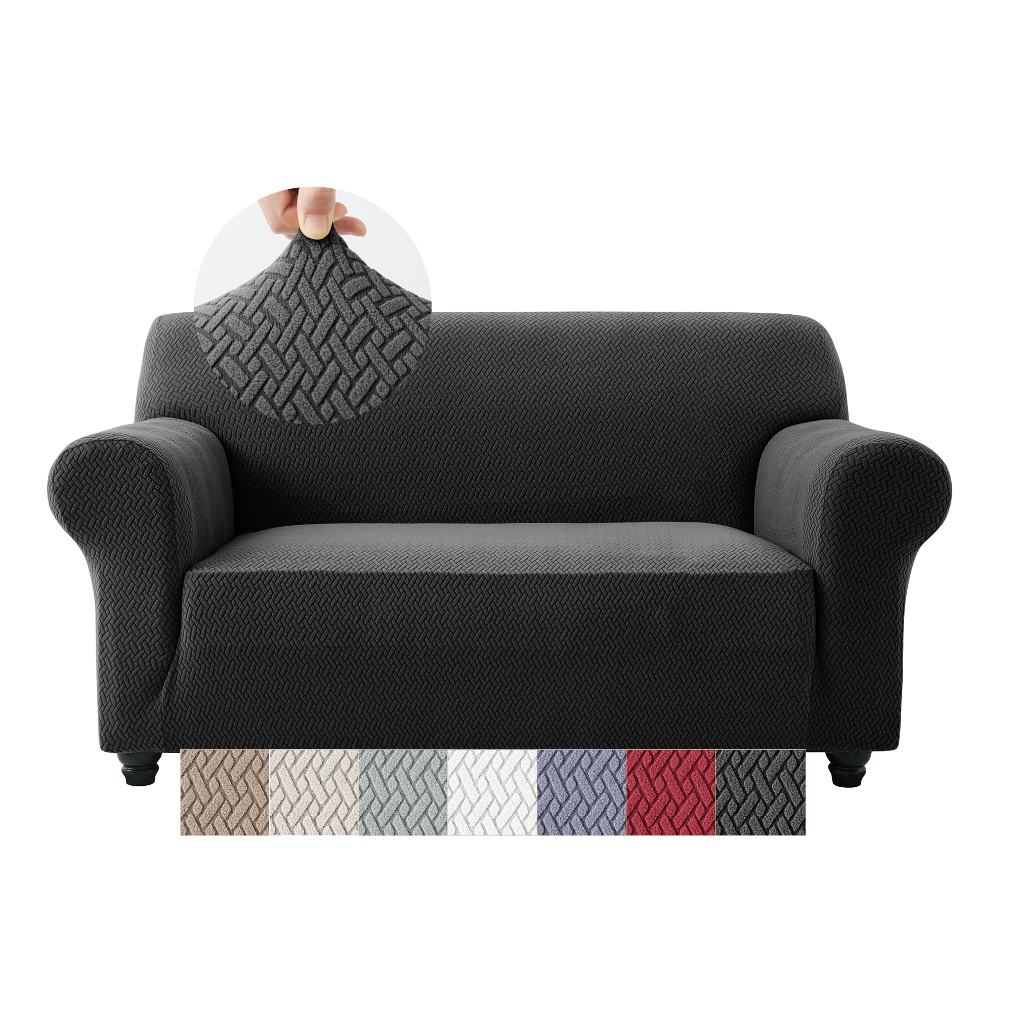 Moonlight Bedding Black High Stretch 2 Seater Sofa Cover Spandex Elastic Fit Non Slip Sofa Cover Washable Sofa Protector