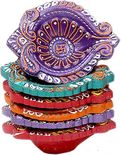 Miniatura 5 de Pure Source India Velas decorativas de terracota para Diwali puja y festival, paquete de 6