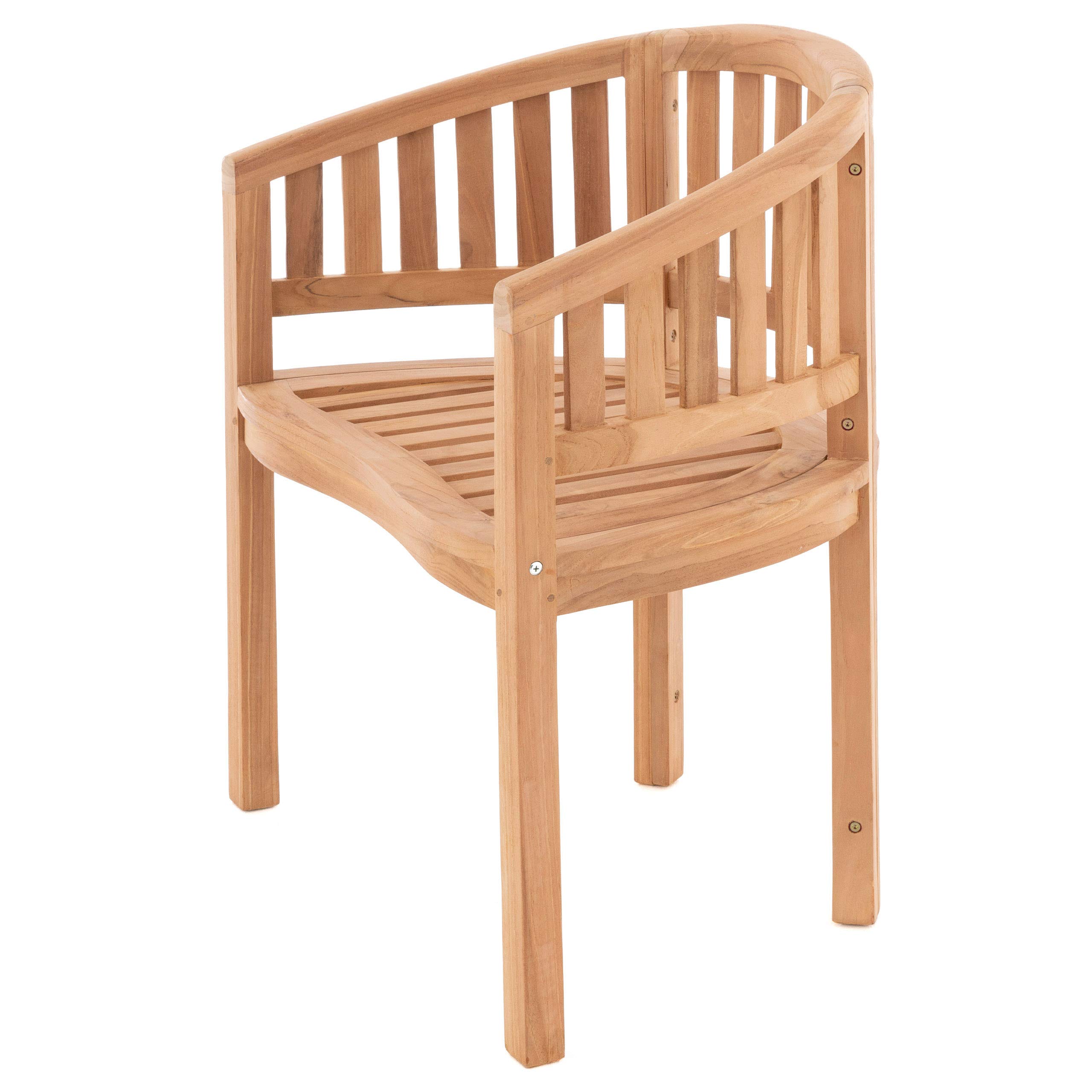 SONLEX Bananen-Stuhl Teak-Holz behandelt – Gartensessel Gartenstuhl Balkonstuhl Veranda-Stuhl Gartenmöbel geschwungen massiv handgemacht