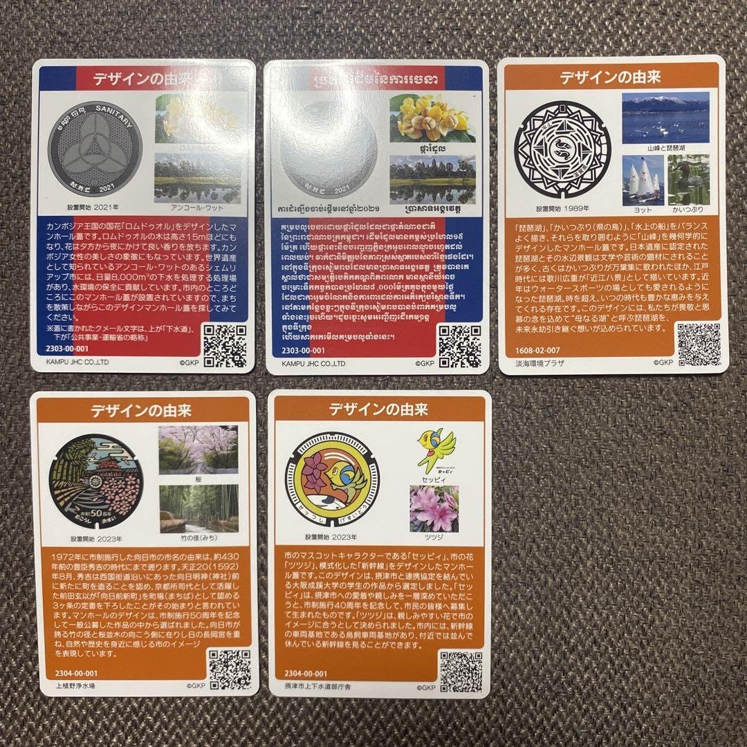 001カンボジアマンホールカードと007流域下水道マンホールカード