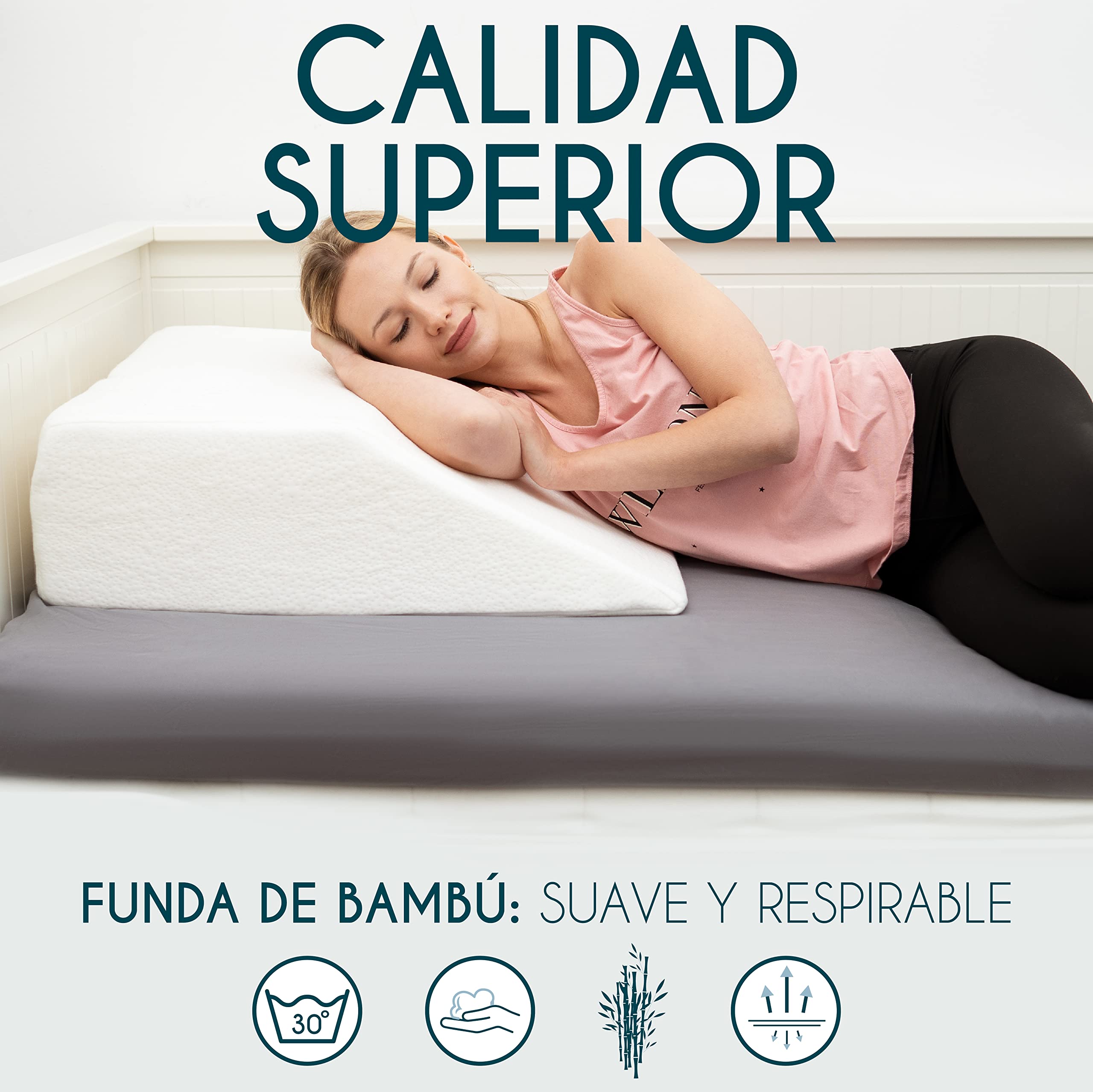 Dreamzie Almohada para Piernas Cojin para piernas Terapéutico Memoria de Forma - Dolor de Espalda, Rodillas, Post-operatorio, Piernas Pesadas, Circulación - Transpirable Lavable Hipoalergénico