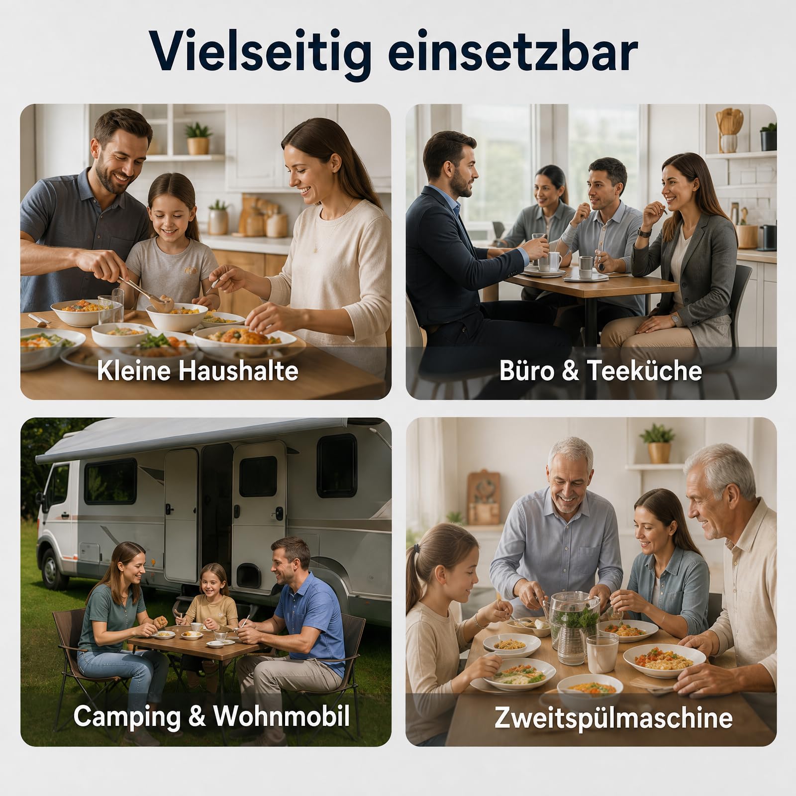 Mini Geschirrspüler Tischgeschirrspüler 800W 3 Programme Touch | Für 4 bis 6 Gedecke mit Warmluft- und Restwärmetrocknung, ideal für Küche, Wohnung und Büro