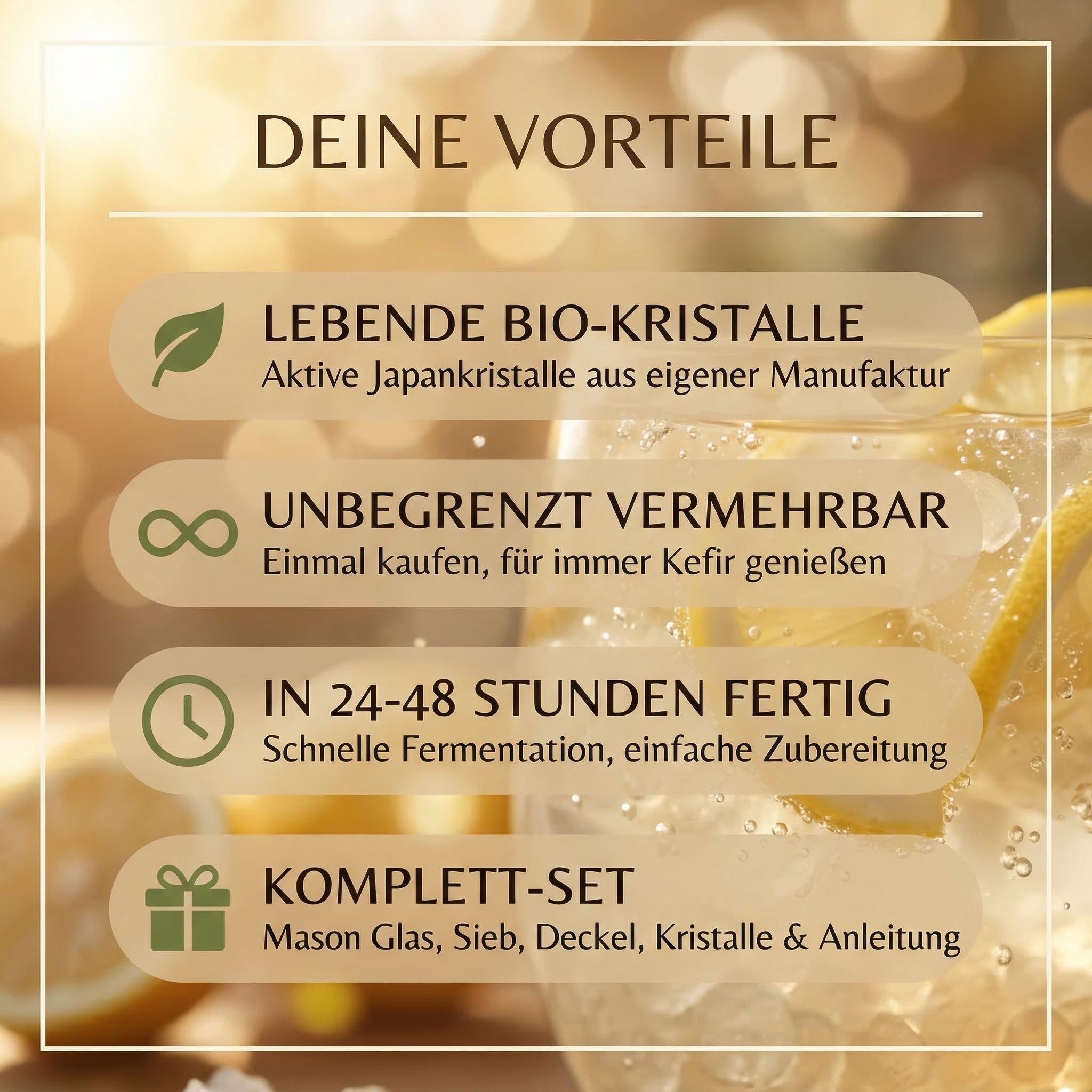 HeldenPilz® BIO Wasserkefir Starter Set mit Mason Ball Glas (600ml) – Wasserkefir selber machen | Japankristalle, Aufschraubsieb & Edelstahldeckel | Fermentations-Set mit Anleitung