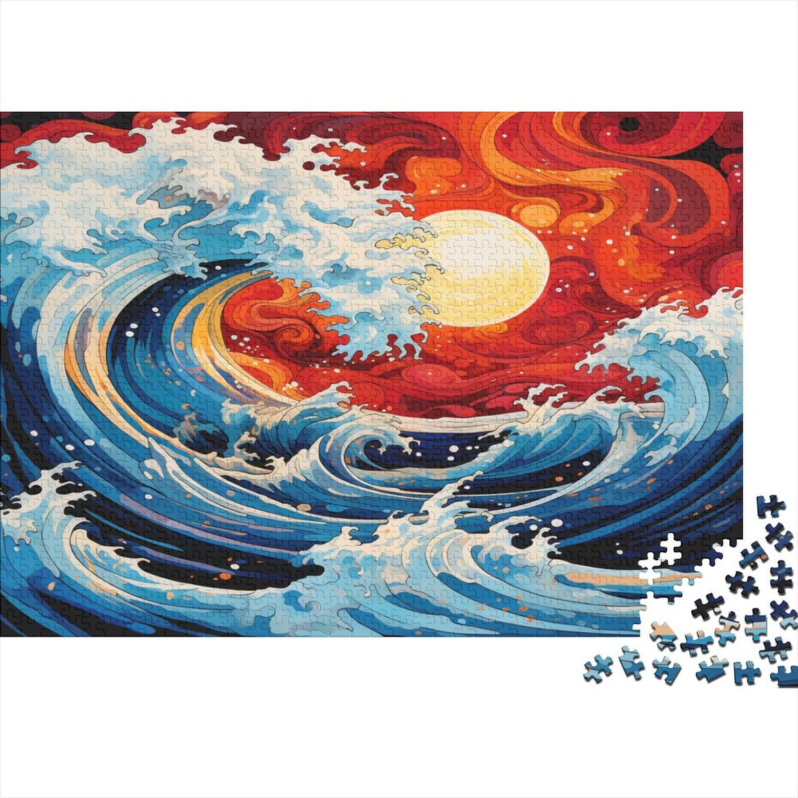 Ocean Wave Puzzles, Puzzle 1000 elementów, Puzzle dla dorosłych, kolekcja wyzwań, niemożliwe puzzle, wysokiej jakości drukowanie puzzli 1000 sztuk (75 x 50 cm)