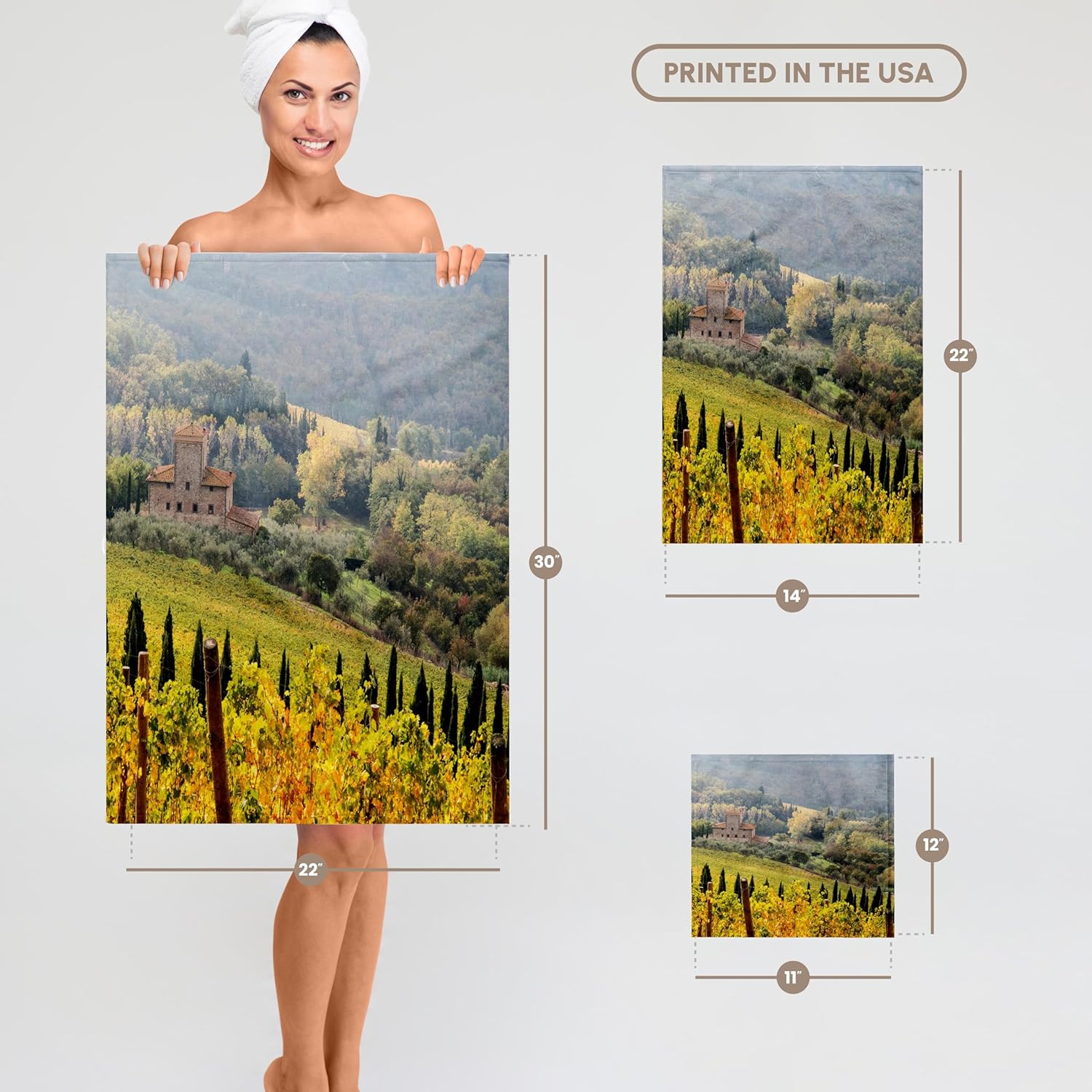 3dRose Italy, Tuscany. Vineyard in Autumn in the Chianti Region of Tuscany. 22x30 Bath Hand Pool Towel