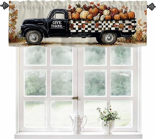 Miniatura 30 de Cortinas de cenefa para ventanas, cenefa de cortina semitransparente con estampado de flores hippie y ondas de arco iris, cenefa de ventana de