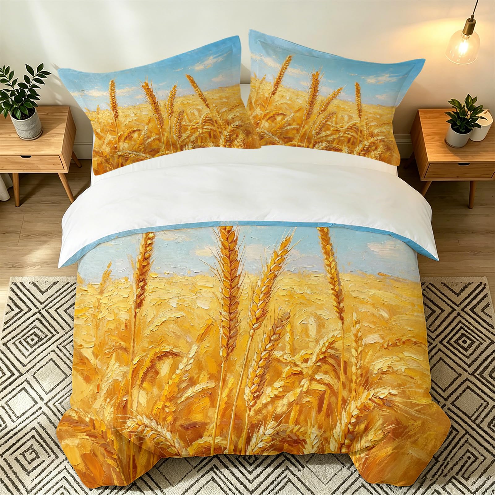 Housse de couette 220x240 sans repassage pour lit double style automne