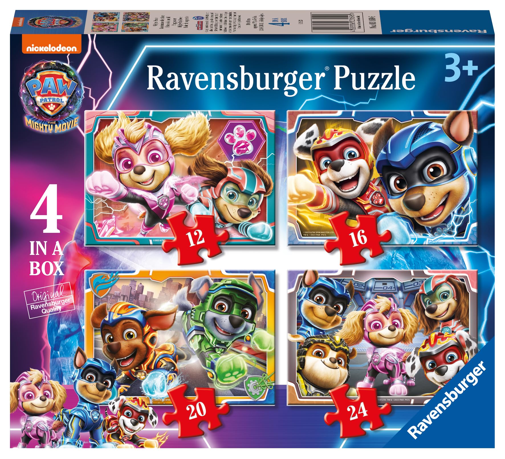 Ravensburger - Puzzle: Patrulla Canina, Paw Patrol, Puzzle 3 Años o Más, Puzles Niños 3 Años, Rompecabezas Niños, Ravensburger Puzzle, Regalo Niño 3 Años, Jigsaw, 4 Puzzle en 1