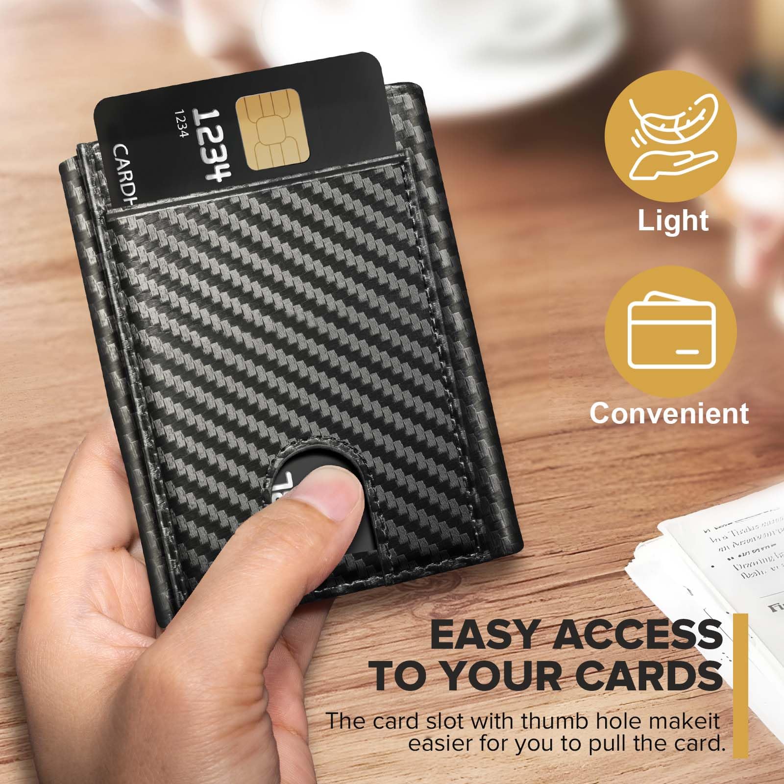 UNOSEKS Portafoglio da uomo – Portafoglio da uomo con protezione RFID, Tri-Fold Portafoglio da uomo Nessuno, Slim Wallet con scomparto per monete, 1 ID e 4 carte di credito, da uomo