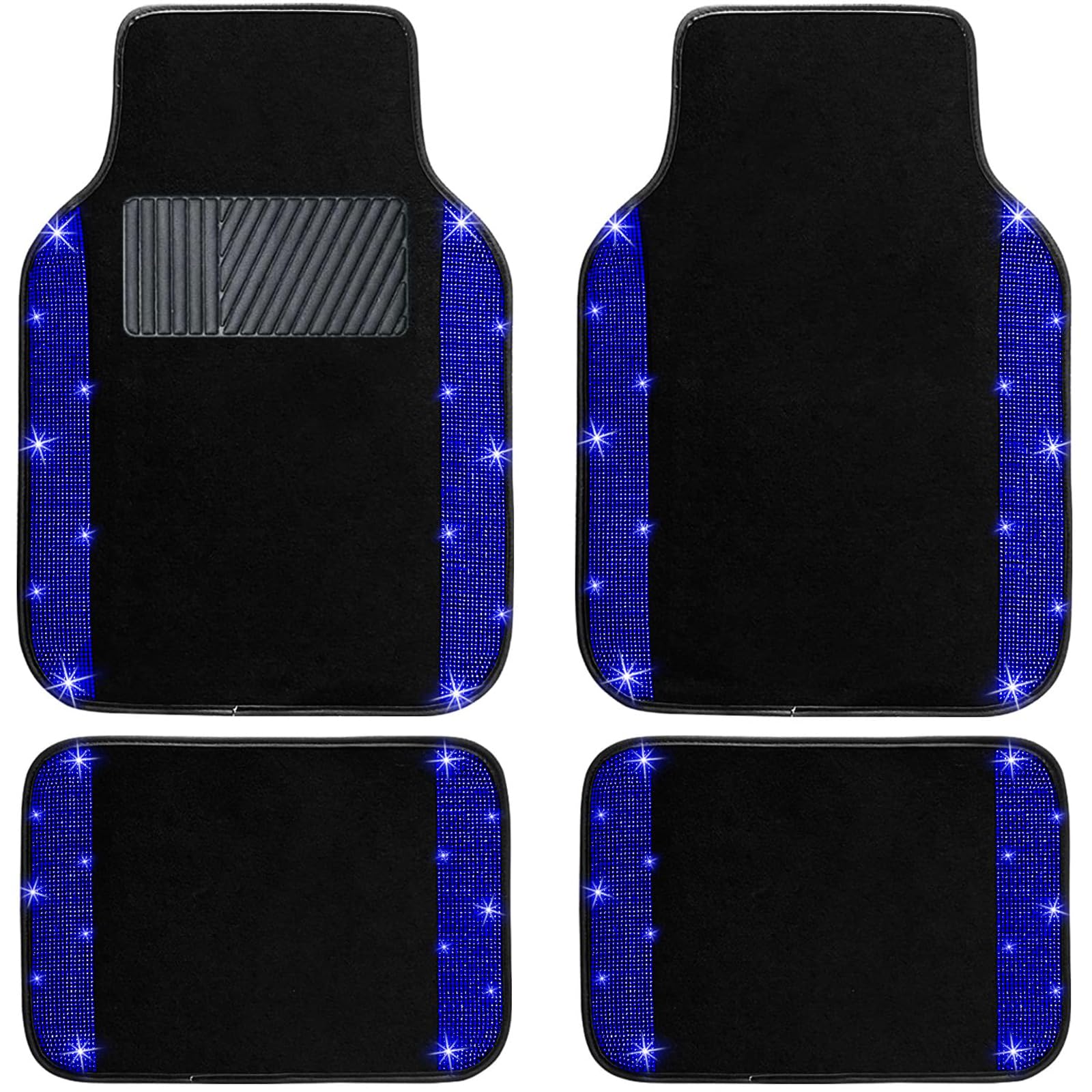HFFTYU Car Mats for Mitsubishi Chariot/Grandis/Colt/Colt CZC Sparkle Rhinestone Car Floor Mats Heavy Duty Non Slip Car Carpets Waterproof Interior Decoration Liners Set of 4,A