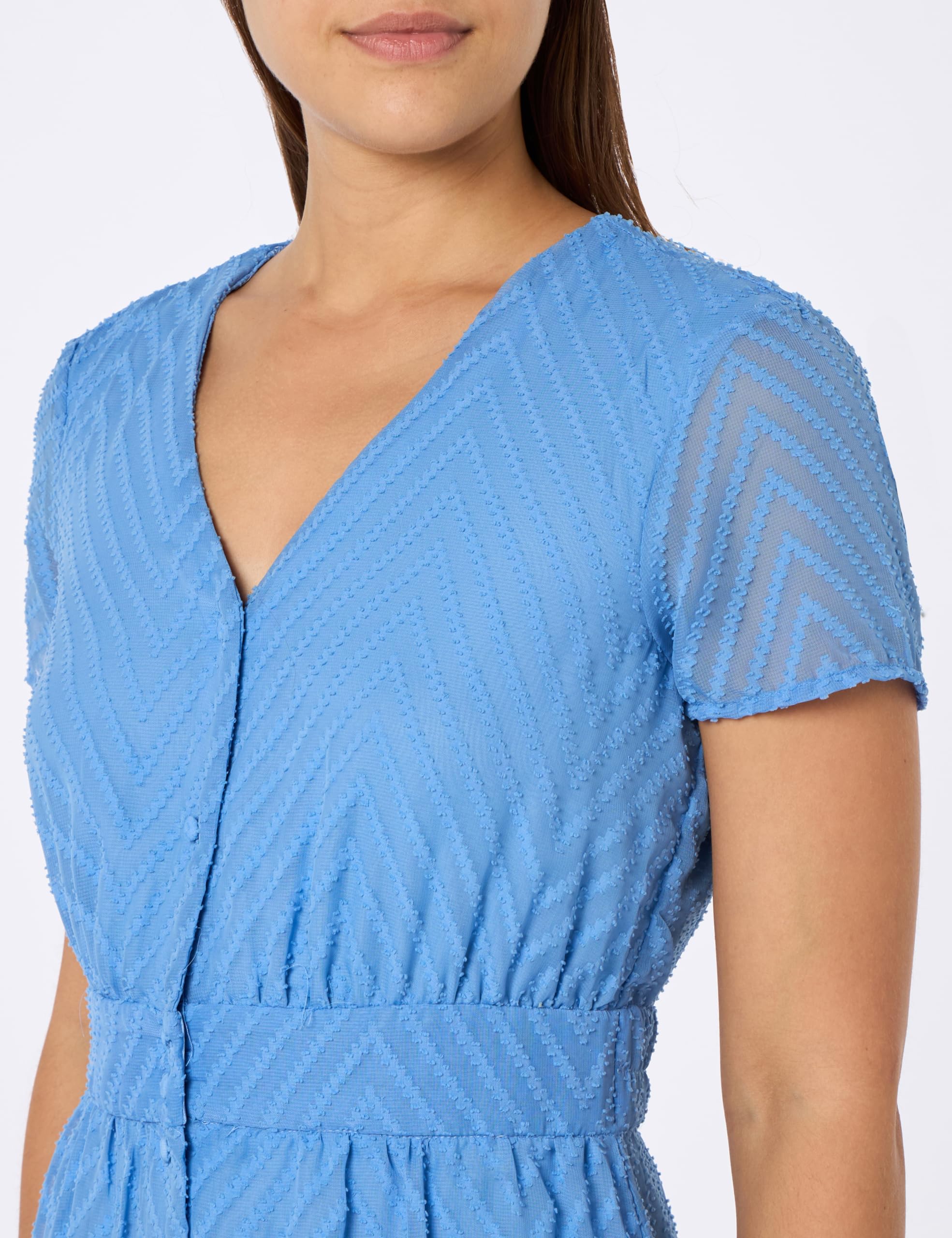 Vila Damen Vimichelle S/S V-Neck Midi Dress/Ka Midikleid