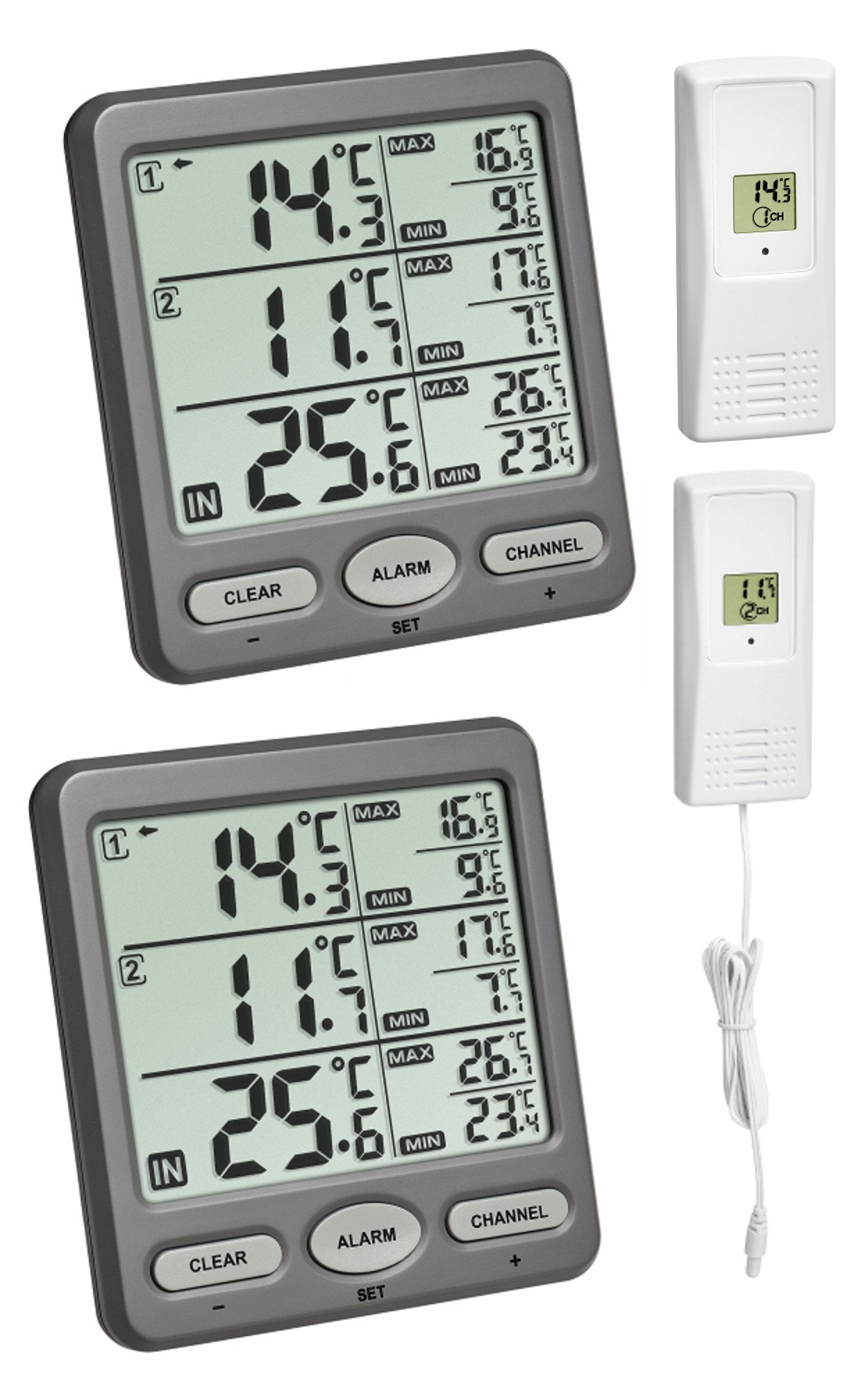 Termómetro inalámbrico de Trio especial TFA 30.3062.SP Termómetro inalámbrico Control de Temperatura Ambiente, anthrazit 30.3062.10.SP
