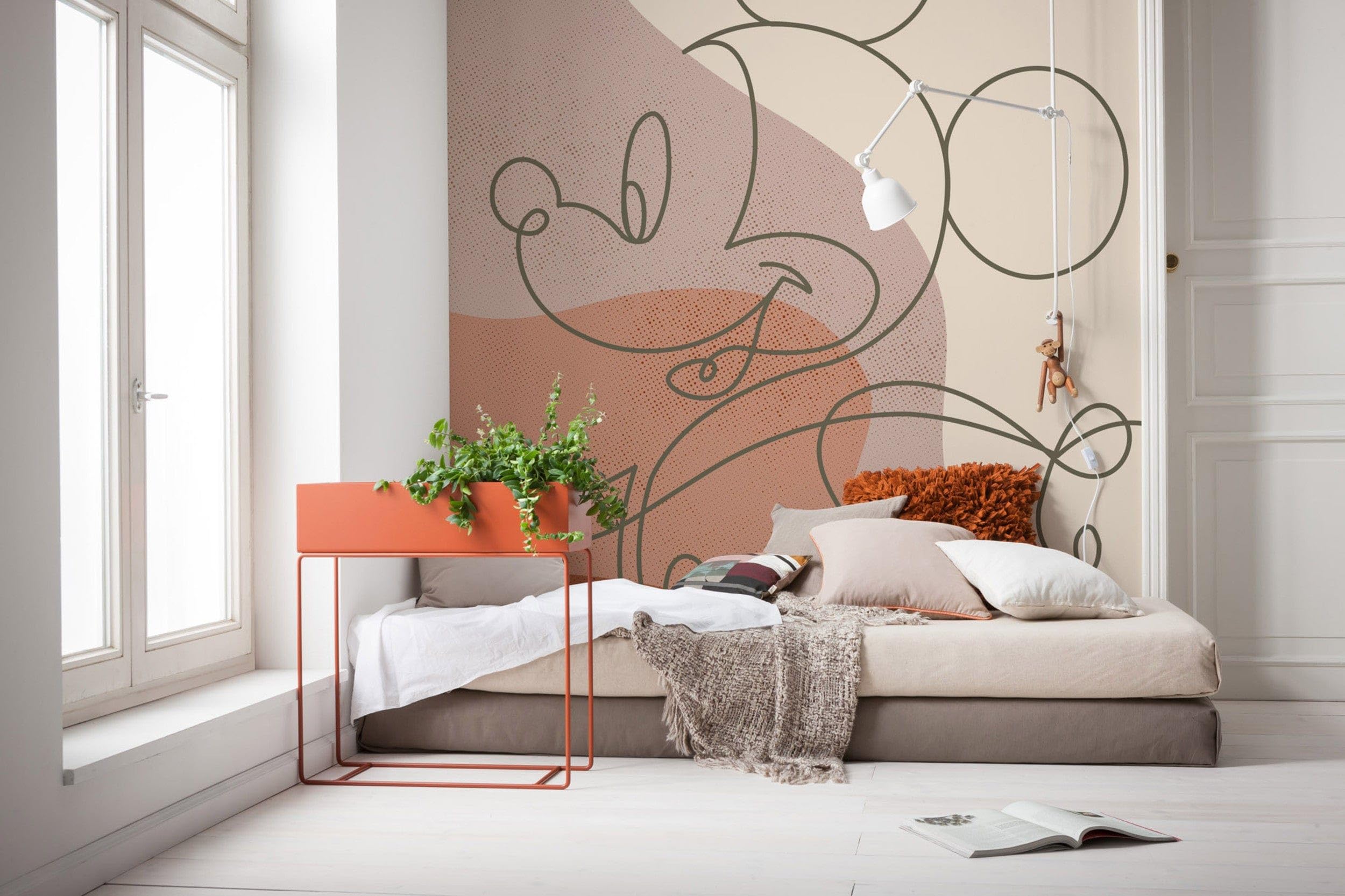 Komar Disney Mickey Line Drawing IADX5-046 Non-Woven Photo Wallpaper 250 x 280 cm (W x H), Brown, Orange, Black - Image 2