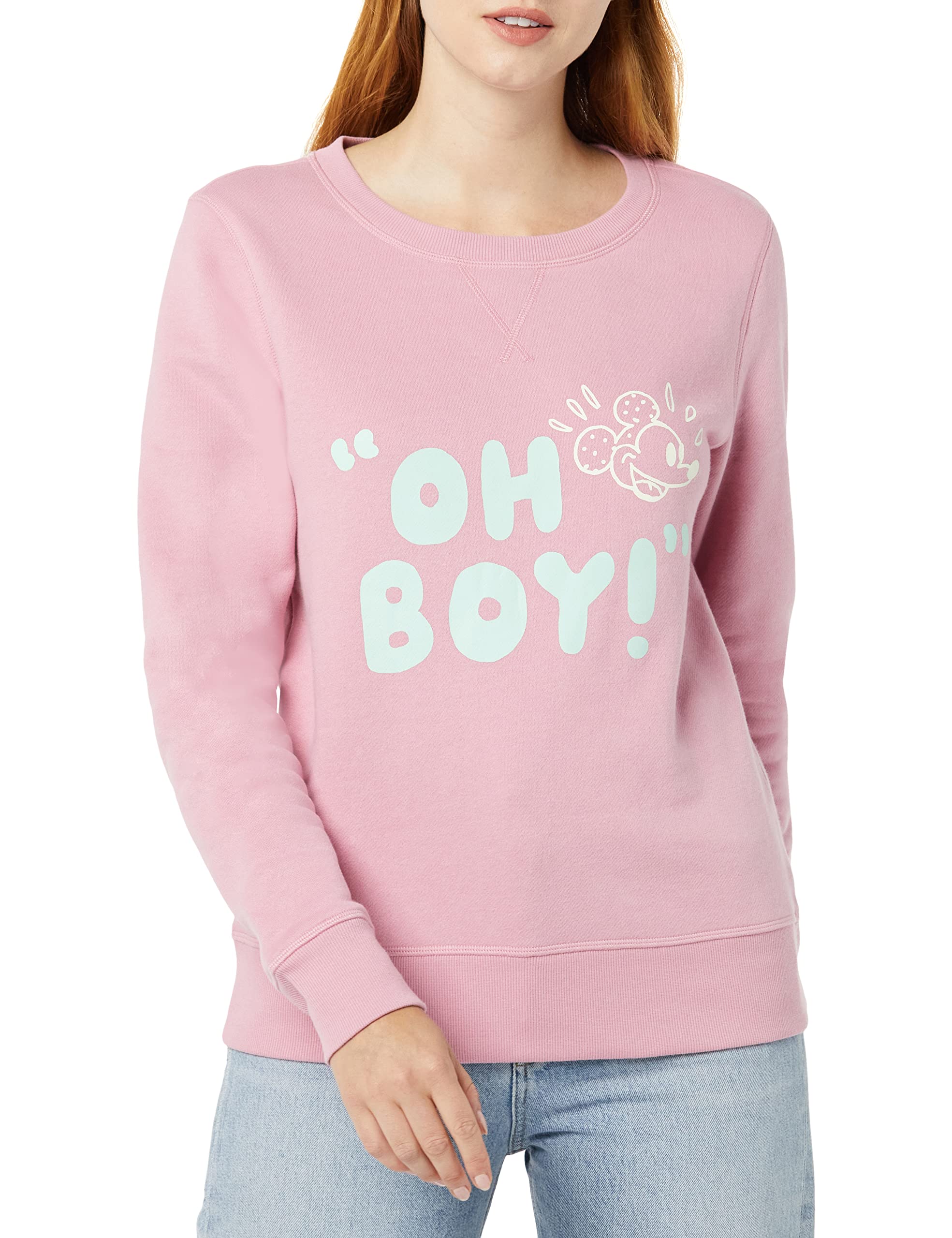 Photo 1 of (XL) Amazon Essentials Disney | Marvel | Star Wars | Princess Women's Long Sleeve Fleece Crew Sweatshirts, Mickey Oh Boy, X-Large