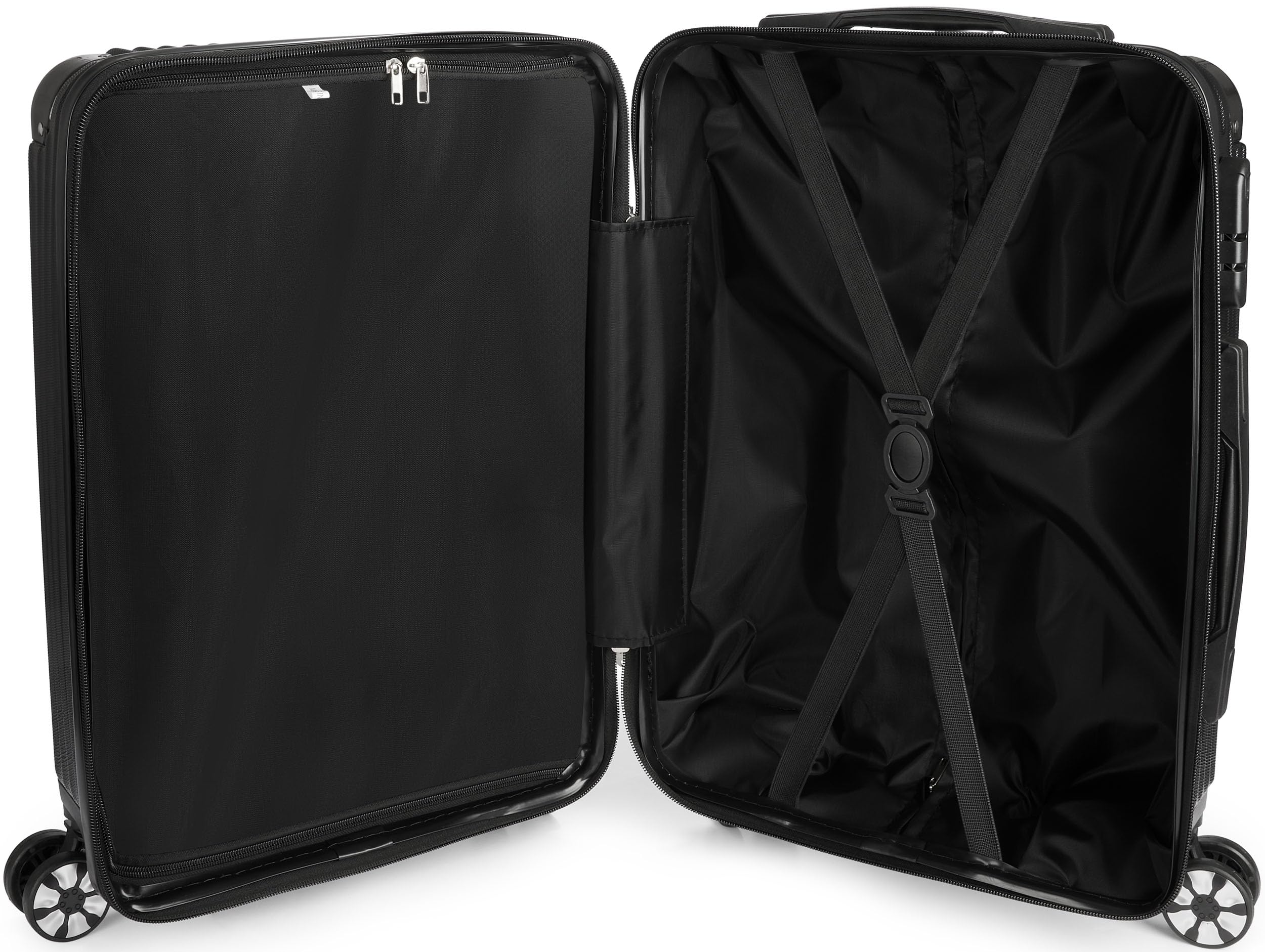 Brubaker Set di Valigie London - 3 Pezzi con Bagaglio a Mano - Valigia Rigida con Chiusura a Combinazione, 4 Ruote e Comode Maniglie per il Trasporto - Trolley in ABS (M, L, XL - Nero)