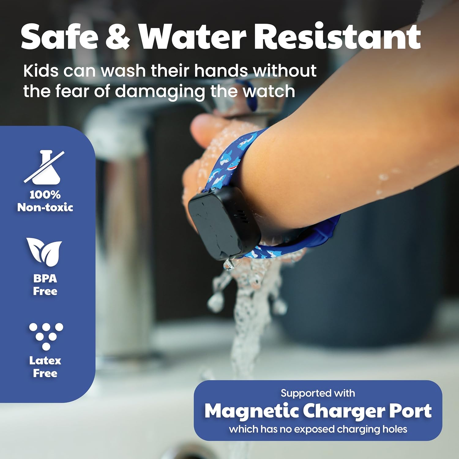 Potty Training Watch for Kids V2 – A Water Resistant Toilet Reminder Device for Boys & Girls to Train Your Toddler with Fun/Musical & Vibration Interval Reminder with Potty Training eBook (Sharks)