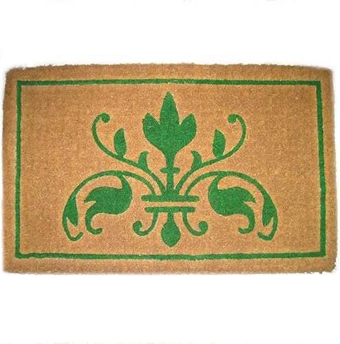 Importaciones decoración impresa Felpudo de fibra de coco, insignia Natural, 18-Inch por 30-inch