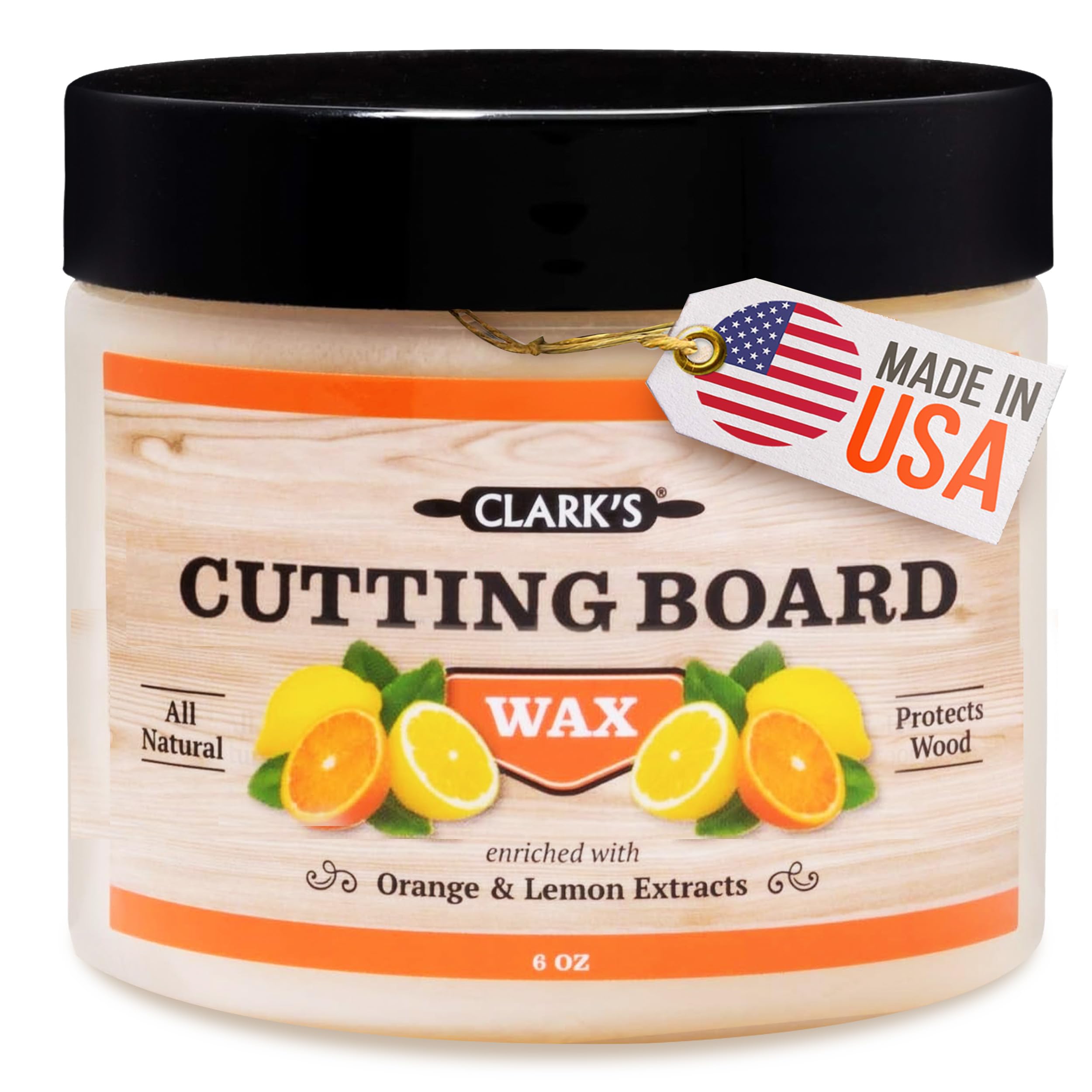 CLARK'S (300ml, Orange Lemon Scent) - Cutting Board Finish Wax (300ml) Enriched with Lemon & Orange Oils Made with Natural Beeswax and Carnauba Wax Butcher Block Wax