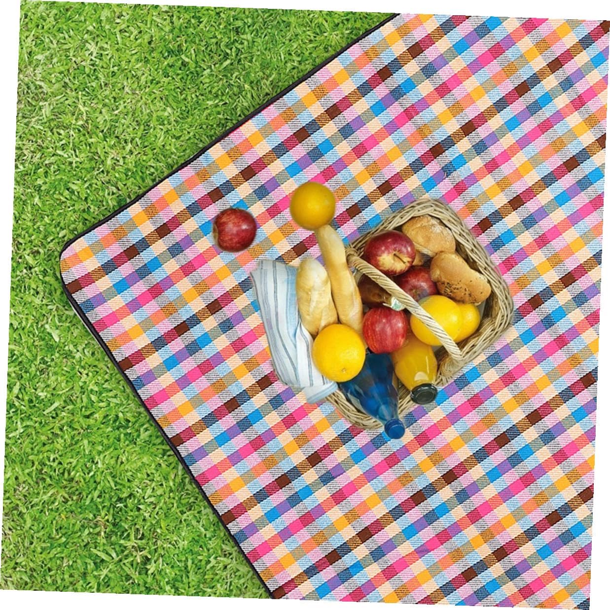 Waterproof Leather Strap Picnic Blanket 150x200cm, Thick Outdoor Camping Mat Cushion for Beach, Park, Hiking, Moisture Resistant Ground Mat with Carry Strap