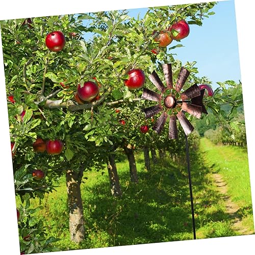 Miniatura 6 de DOITOOL Molino de viento de metal forjado adorno de césped escultura al aire libre decoración al aire libre molino de viento de jardín estaca