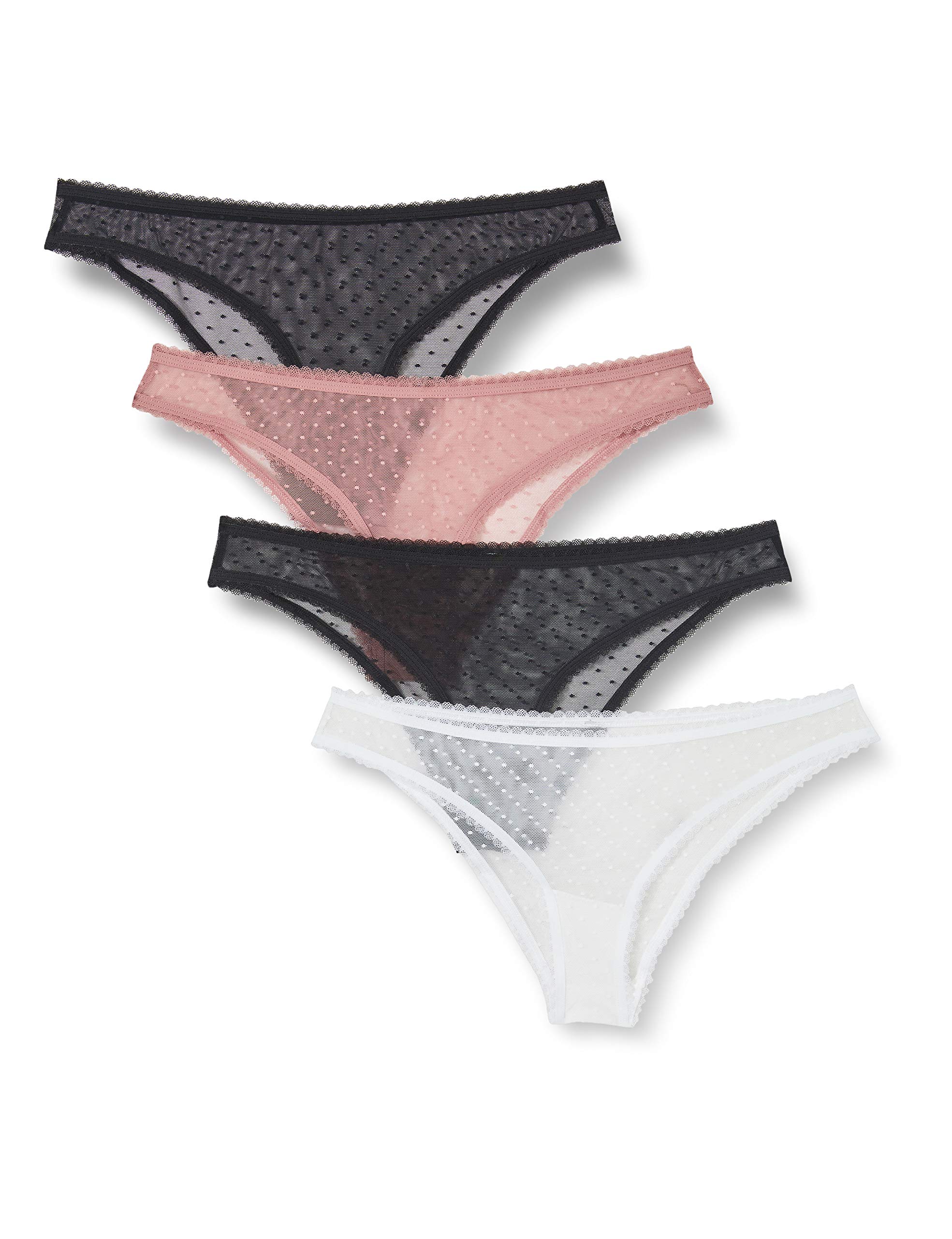 Womens Microfibre And Lace High Leg Brazilian Knickers Pack