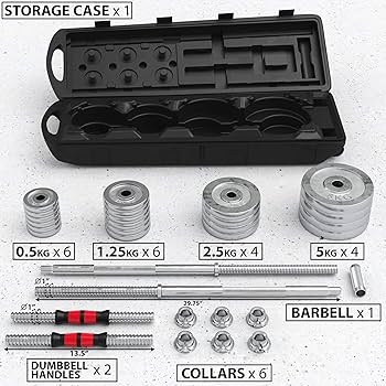 Amazon | Synergee アジャスタブルダンベル&バーベルセット 50kg