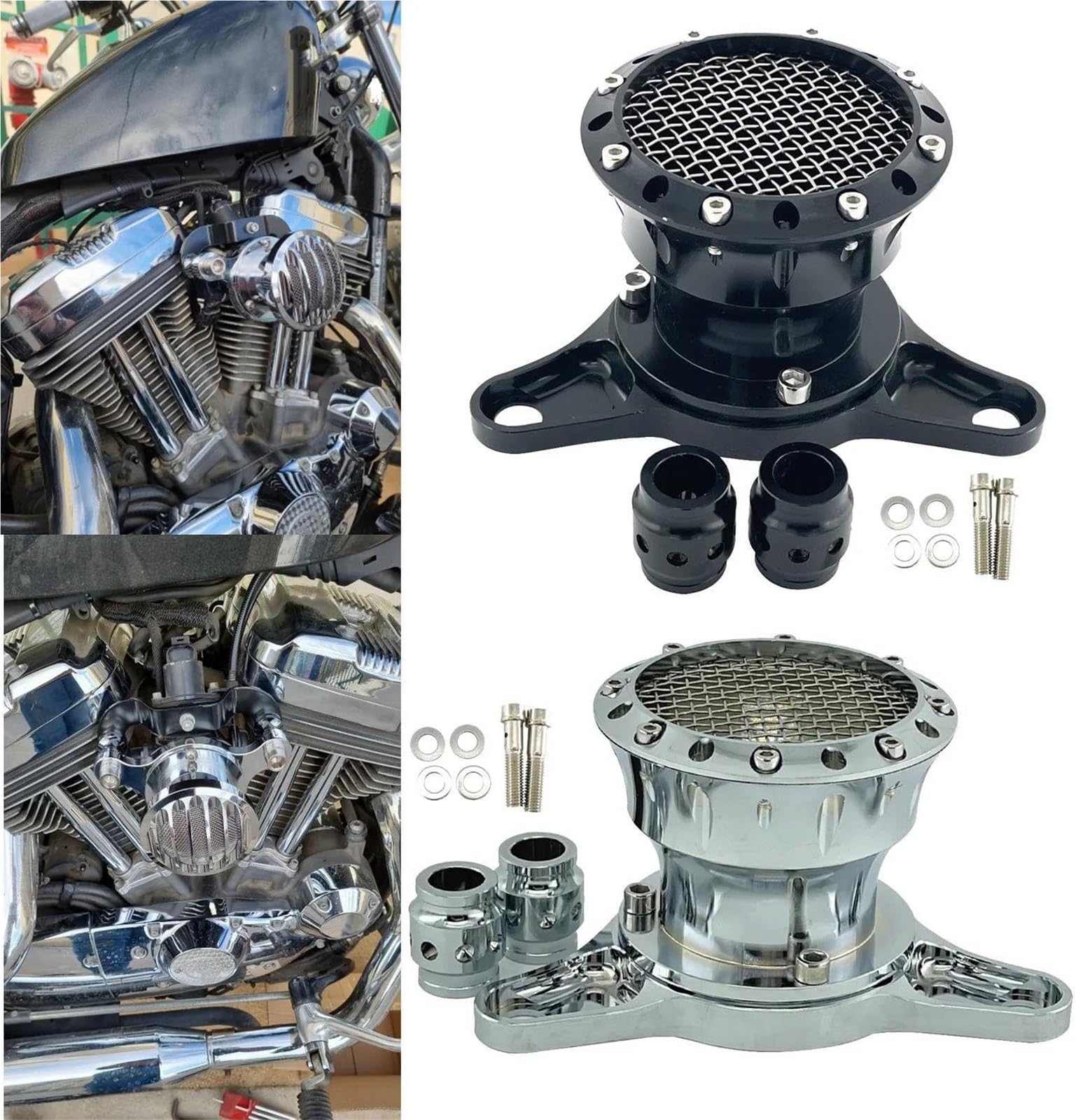 Generico Carburador Motosierra jardín Piezas de Motor Carburador para Harley Motocicleta Retro Filtro de Aire Limpiador Carburador(Negro)