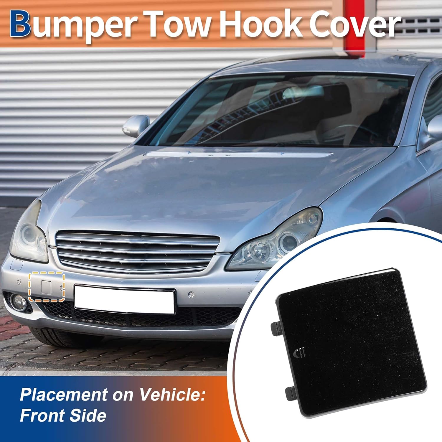 ACROPIX Front Side Car Bumper Tow Hook Cover Tow Cover Cap Black Fit for Mercedes-Benz CLS W219 C219 2004-2007 No.A2198850026 - Pack of 1