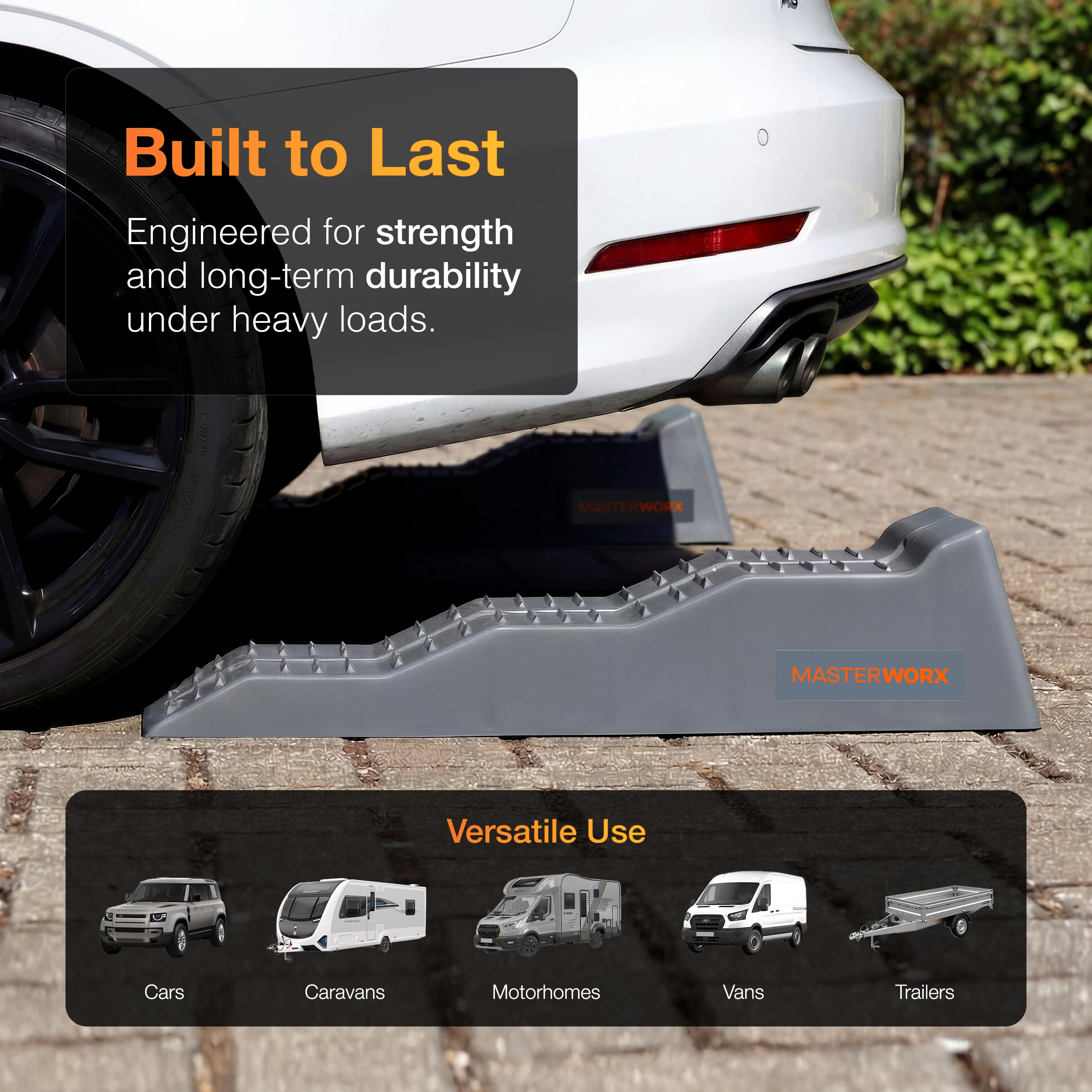 MasterWorx Caravan Levelling Ramp Set | Heavy Duty Ramps & Blocks for Motorhome, Campervan & Trailer | 3 Step Levelling Wheel Chocks | UV-Resistant | Anti-Skid | 5 Tonne Capacity — view 6