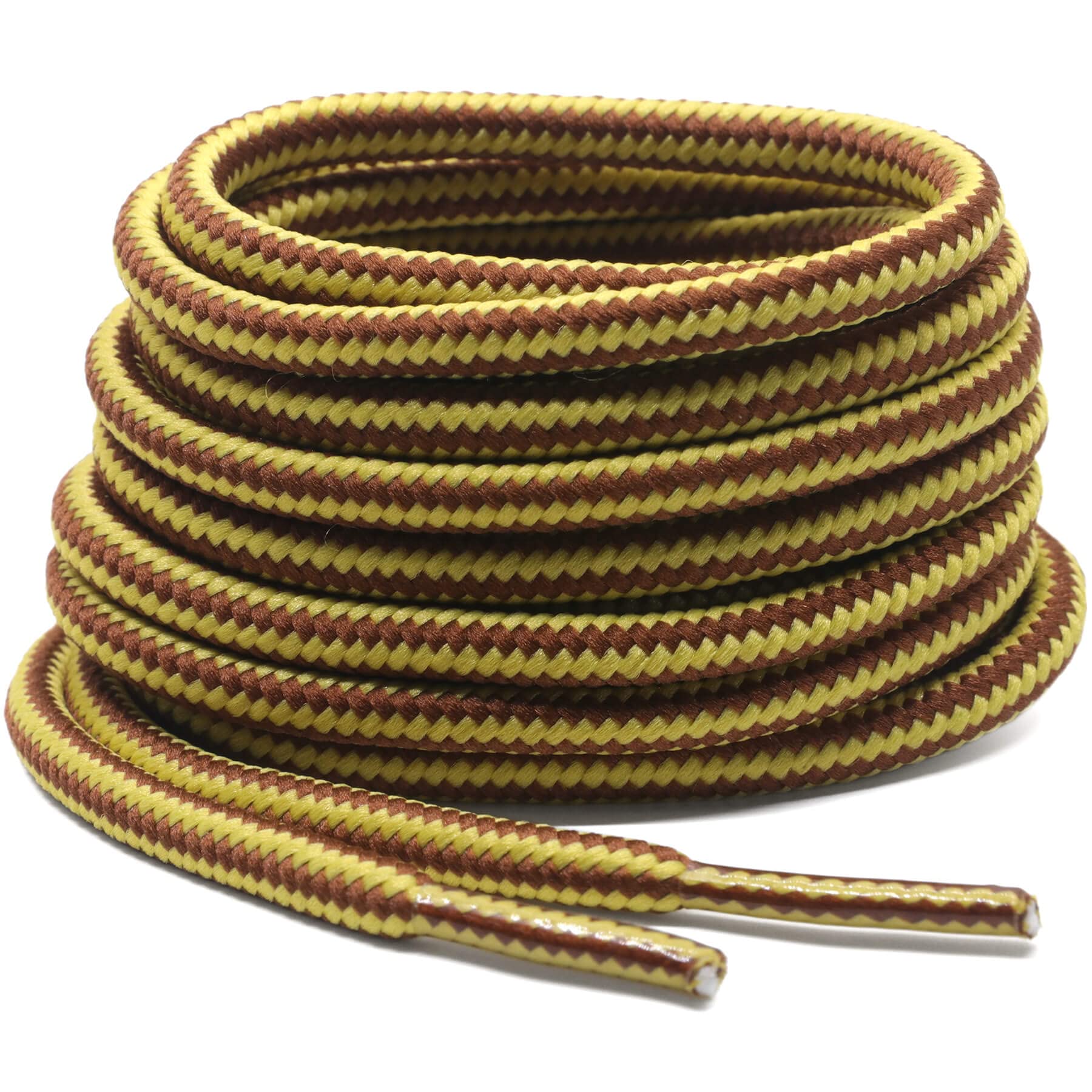 DELELE 2 Pair Round Boot Laces Outdoor Hiking Walking Shoelaces Rope Dual Coloured Striped Shoe Lace Work Shoe Strings