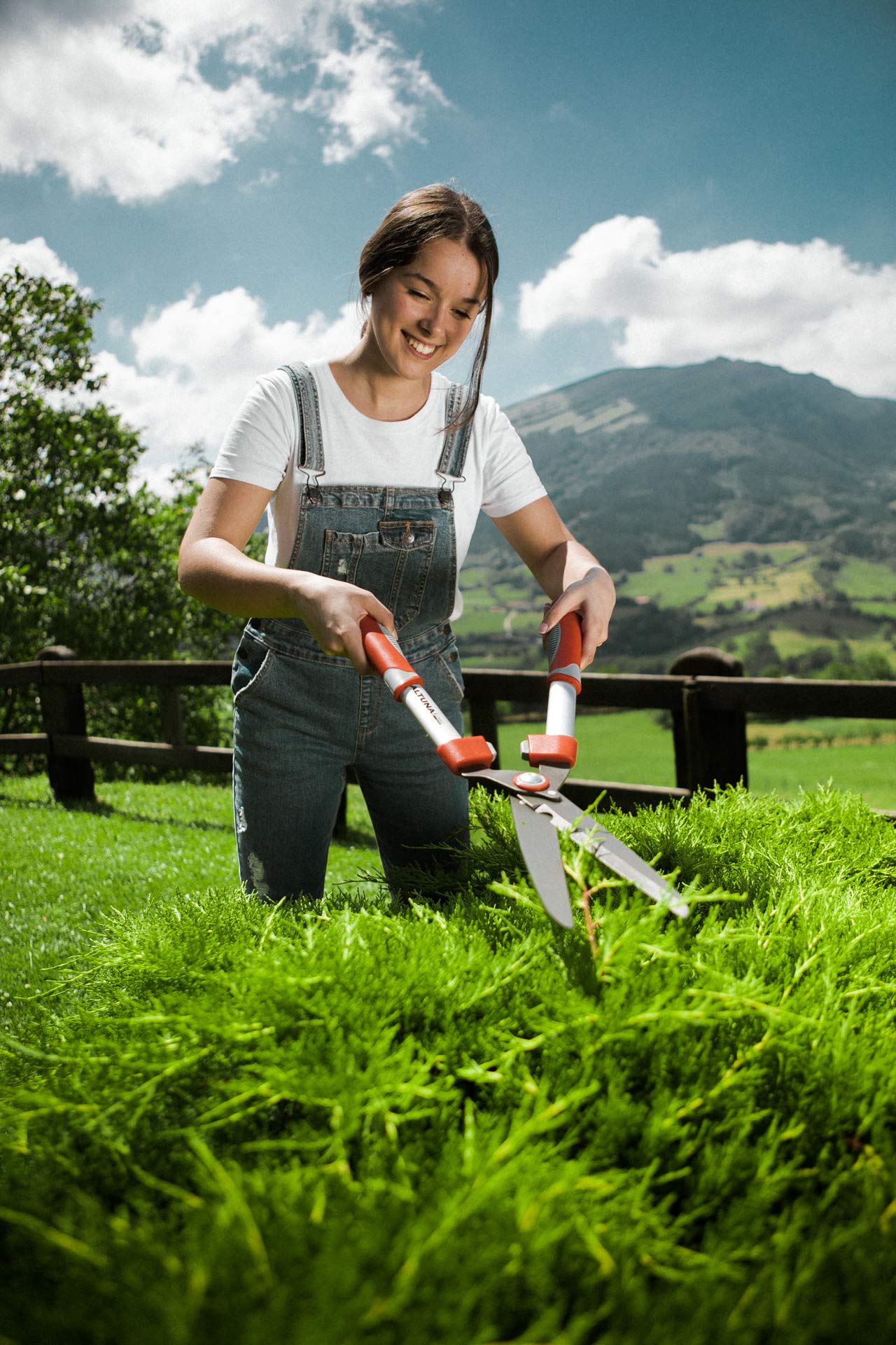 Tijera cortasetos jardin 58cm | Lunghezza 58 cm, alluminio rinforzato, impugnatura bimateriale, leggera e resistente per siepi e prato