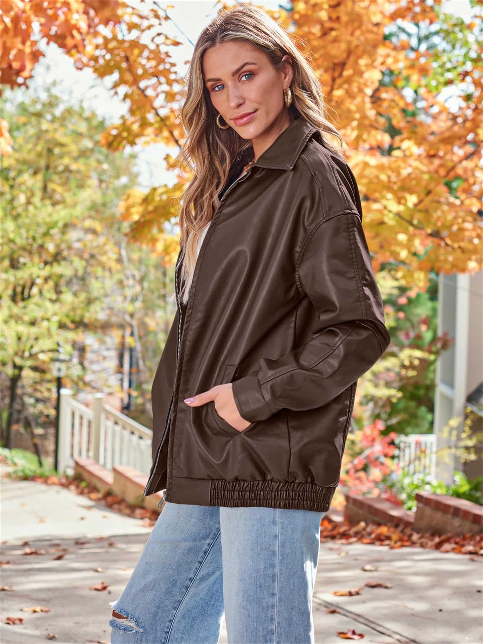 Chaquetas de cuero de gran tamaño para mujer, abrigos bombarderos de motocicleta de gran tamaño, trajes de moda de otoño 2024, ropa de invierno