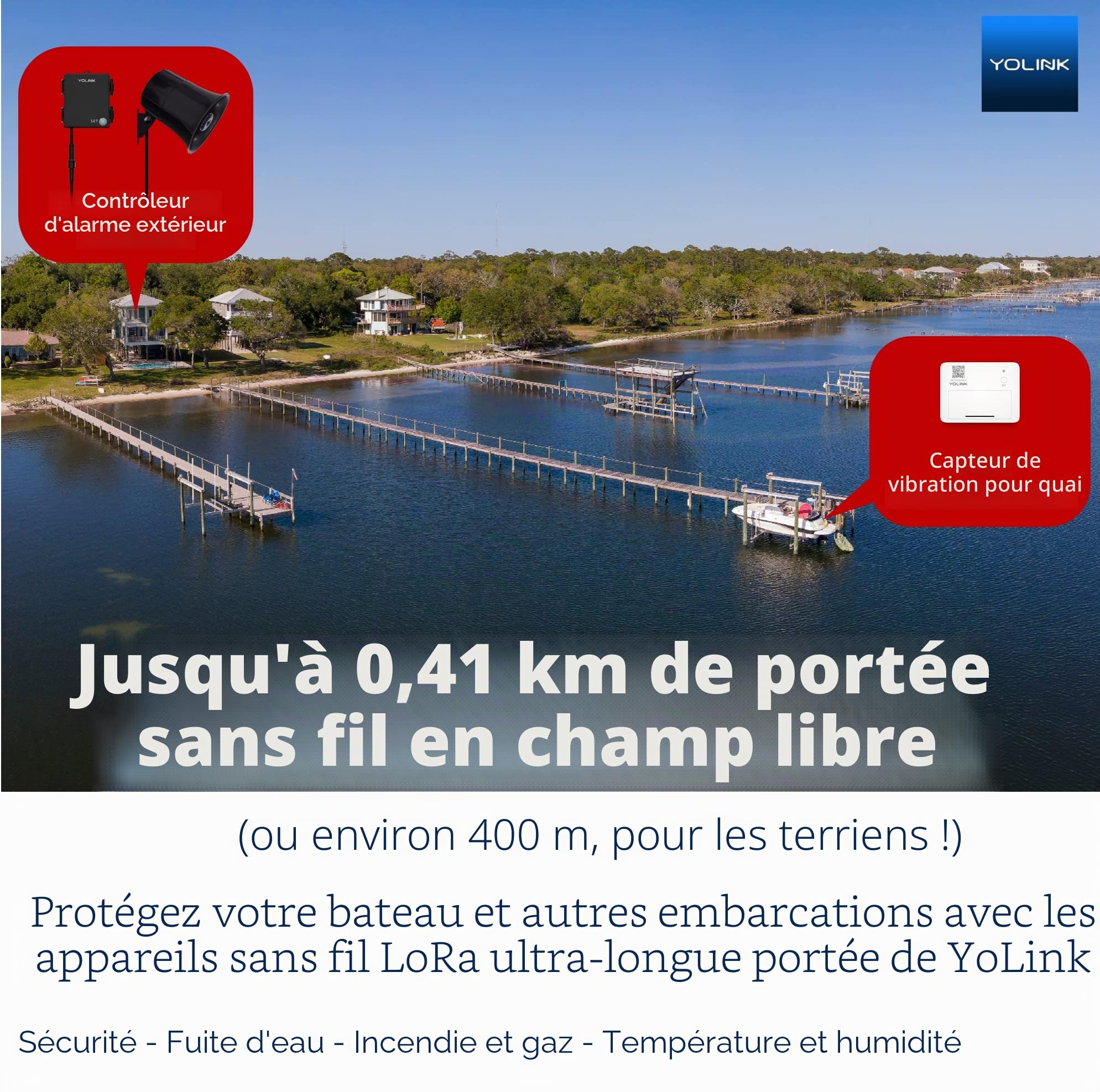 YoLink Kit sirène de sécurité extérieure et contrôleur d'alarme Intelligente – Fort 110 DB, sans Fil, alimenté par Batterie, portée de 1/4 km, Application Android-iOS, Alexa, Google, IFTTT, Assistant