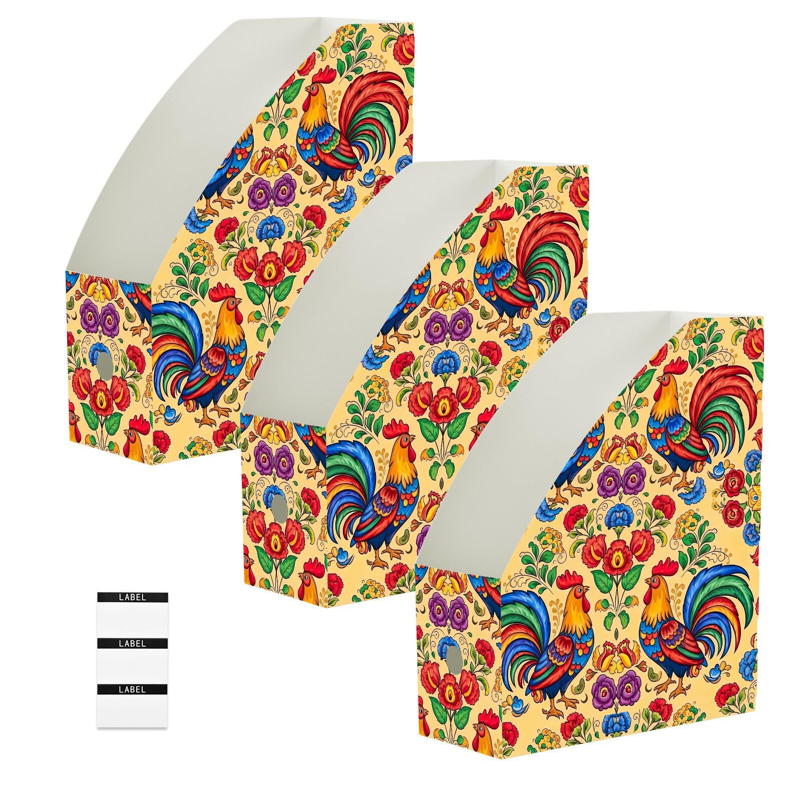 Organizzatore di carta beige gallo colorato per scrivania