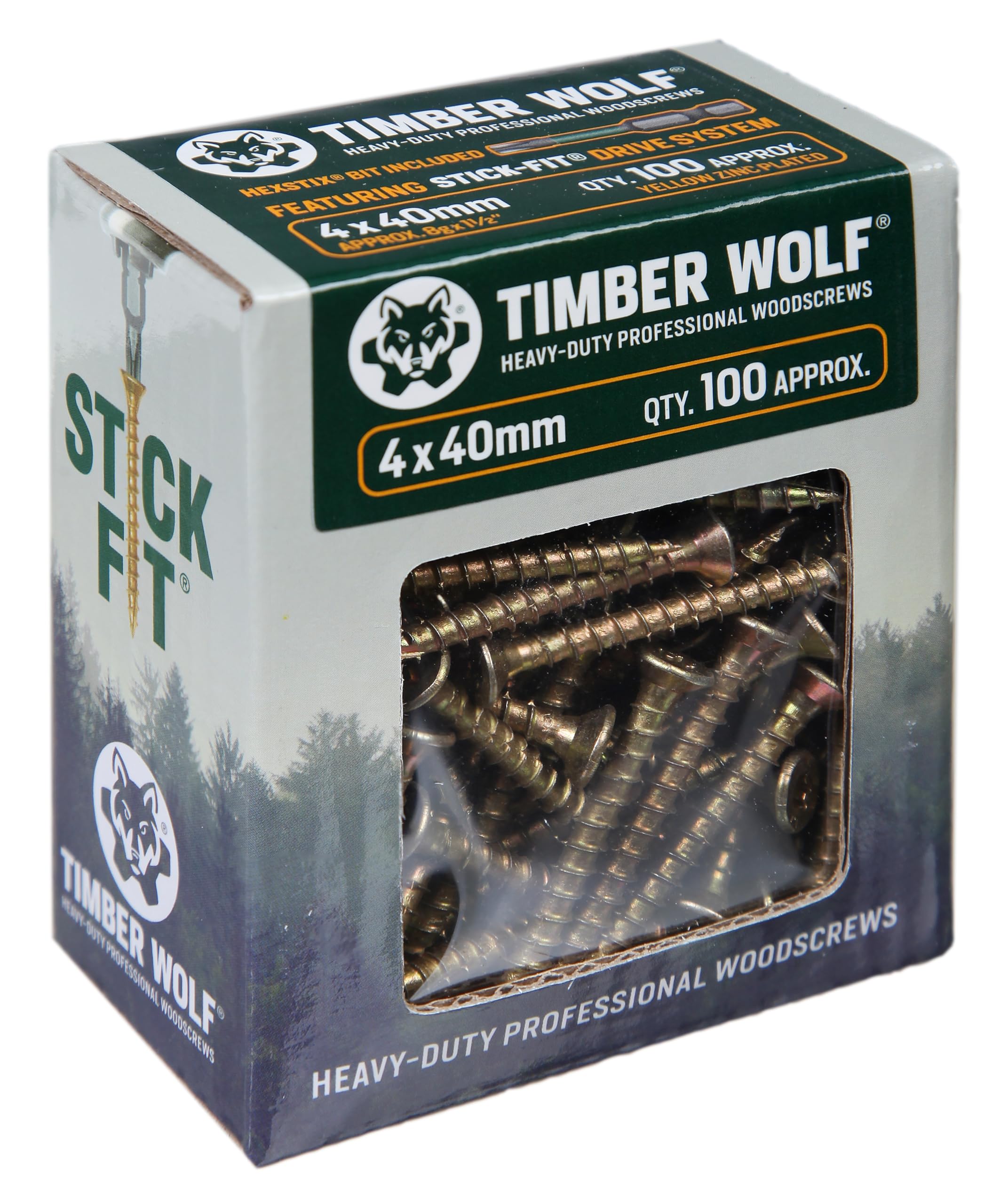 Timber Wolf Zinc & Yellow (Gold) Tw40040 Woodscrews - 4.0 X 40Mm - Box Of 100,