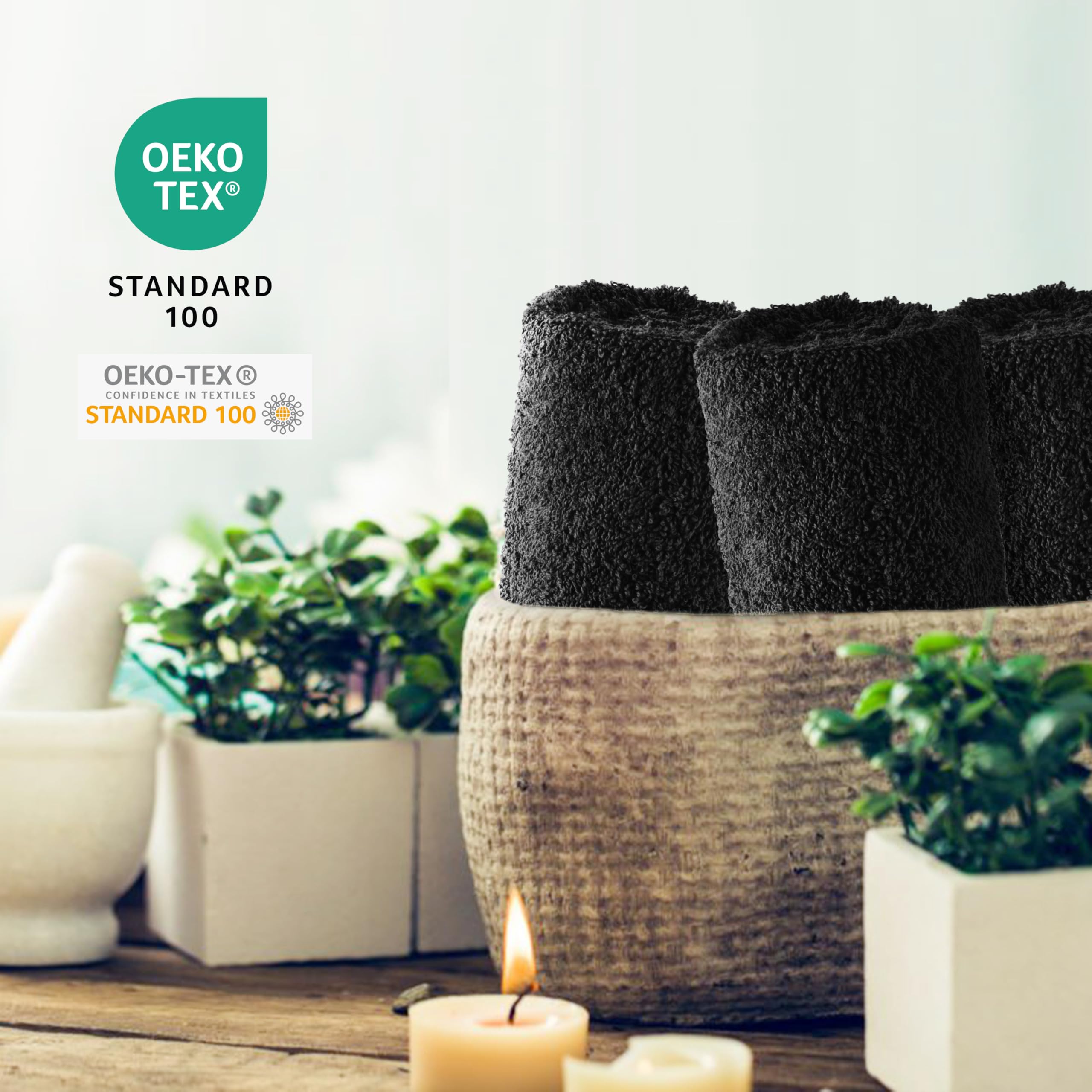 Sweet Needle - Handdoekenset, Wit -2 badhanddoeken, 2 handdoeken en 2 washandjes, dagelijks gebruik 500 GSM ringgesponnen, 100% katoen, zeer absorberend voor de badkamer (6 stuks