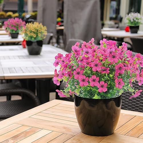 Miniatura 7 de 12 paquetes de flores artificiales para exteriores, resistentes a los rayos UV, plantas de plástico falsas para interiores y exteriores, plantas